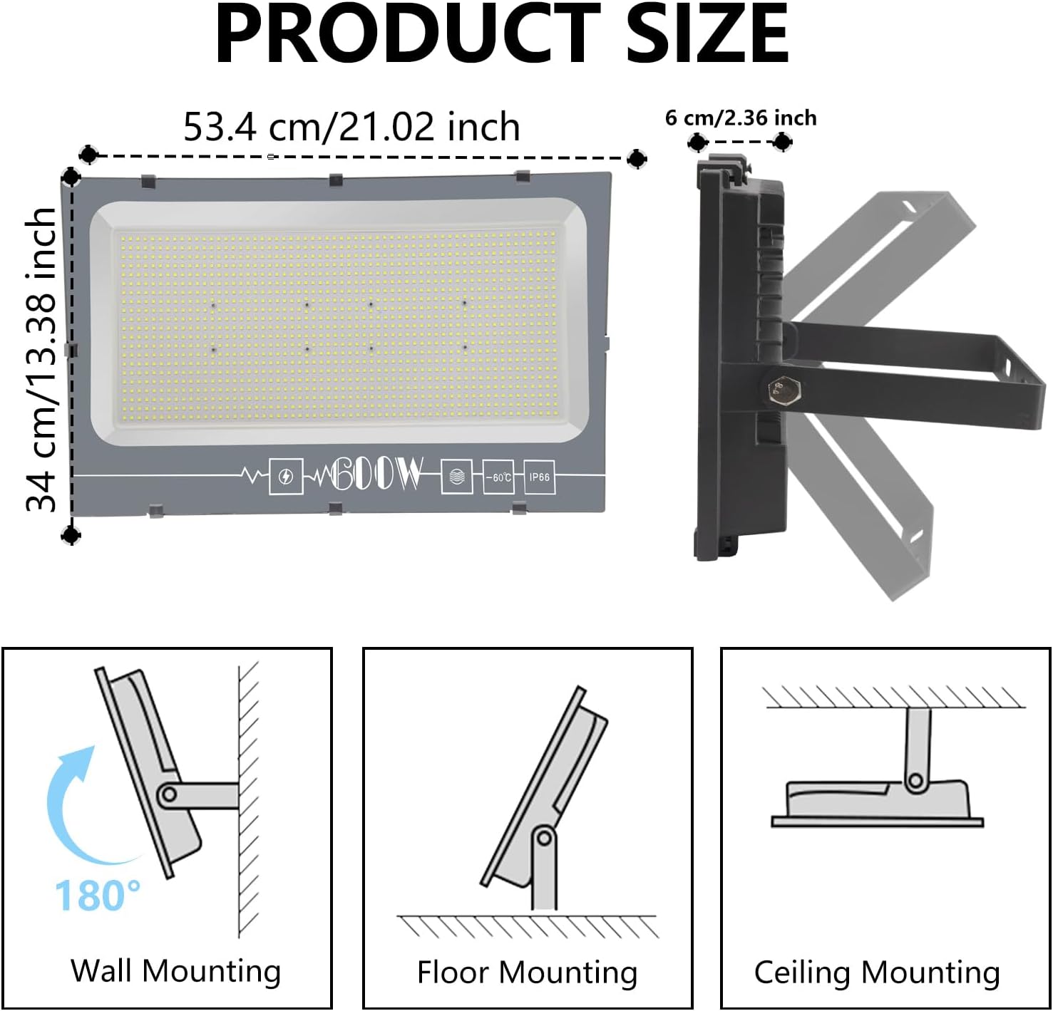 Loyal Proyector LED Exterior 600W 6000K Blanco Frío - immagine 6