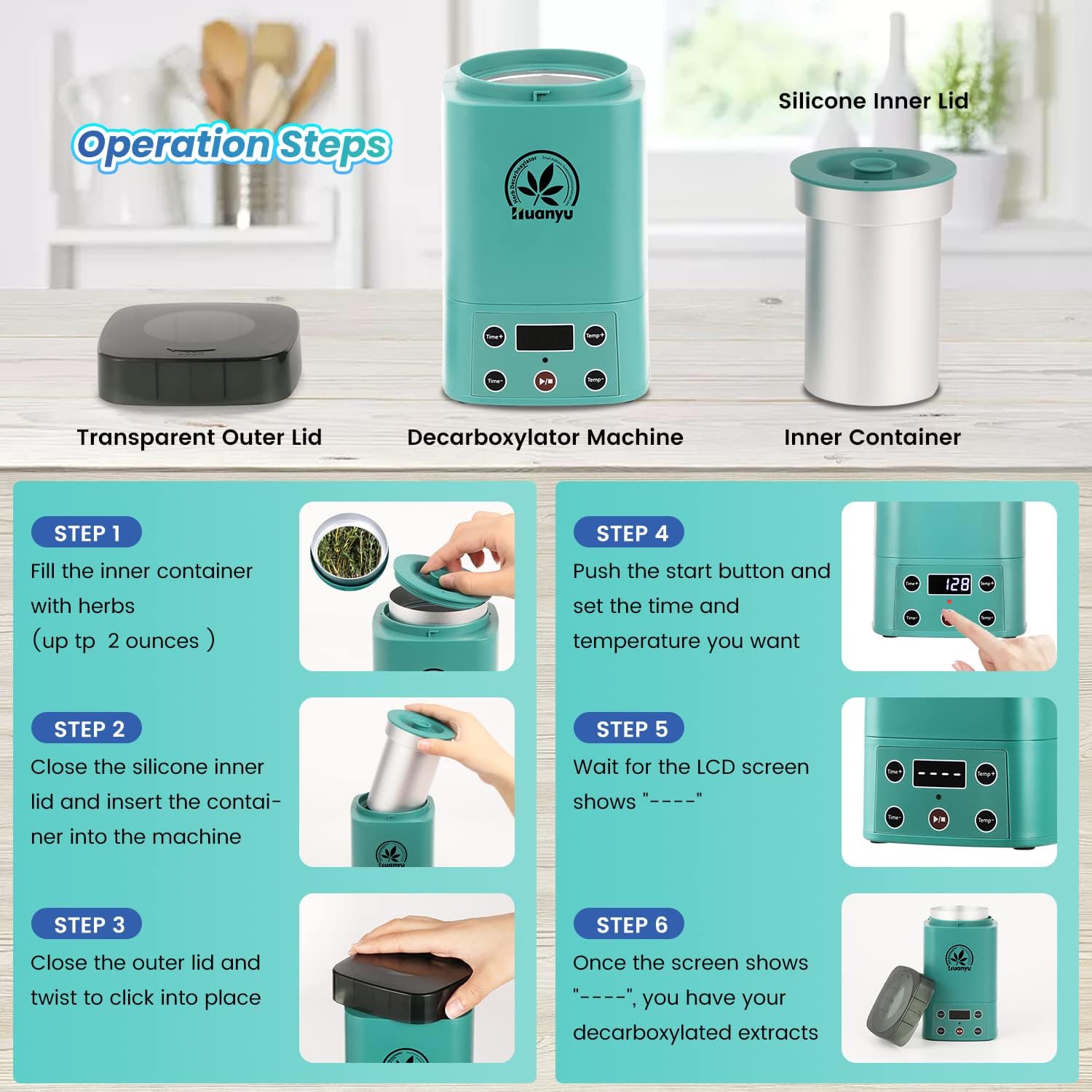 Huanyu Decarbossilatore per Erbe Aromatiche e Infusore Olio - immagine 3