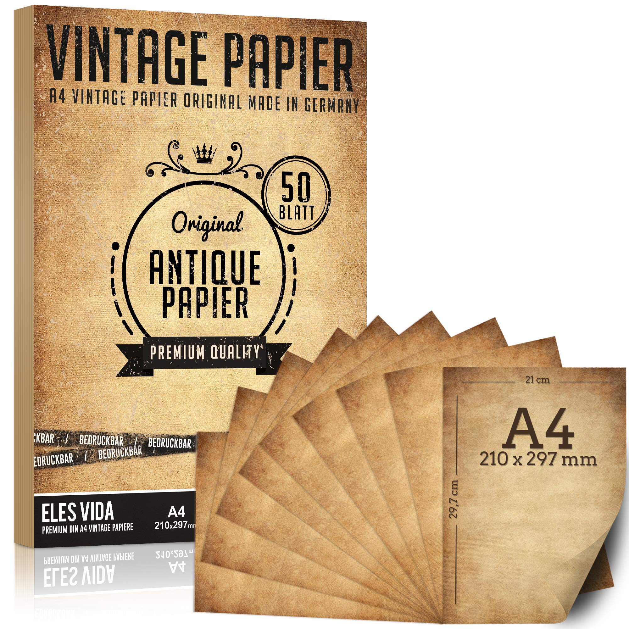 50 Pezzi Carta Antica A4 100 g/mq - Stile Storico