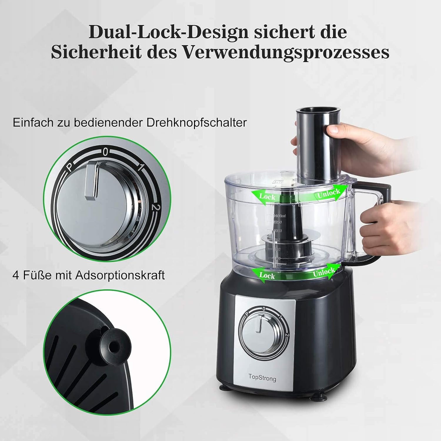 Topstrong Robot da Cucina 800W Tritatutto 2L - immagine 4