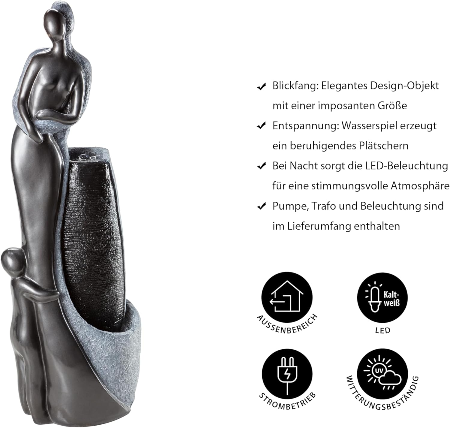 Dehner Fontana da Giardino Family con LED, Grigio - immagine 6