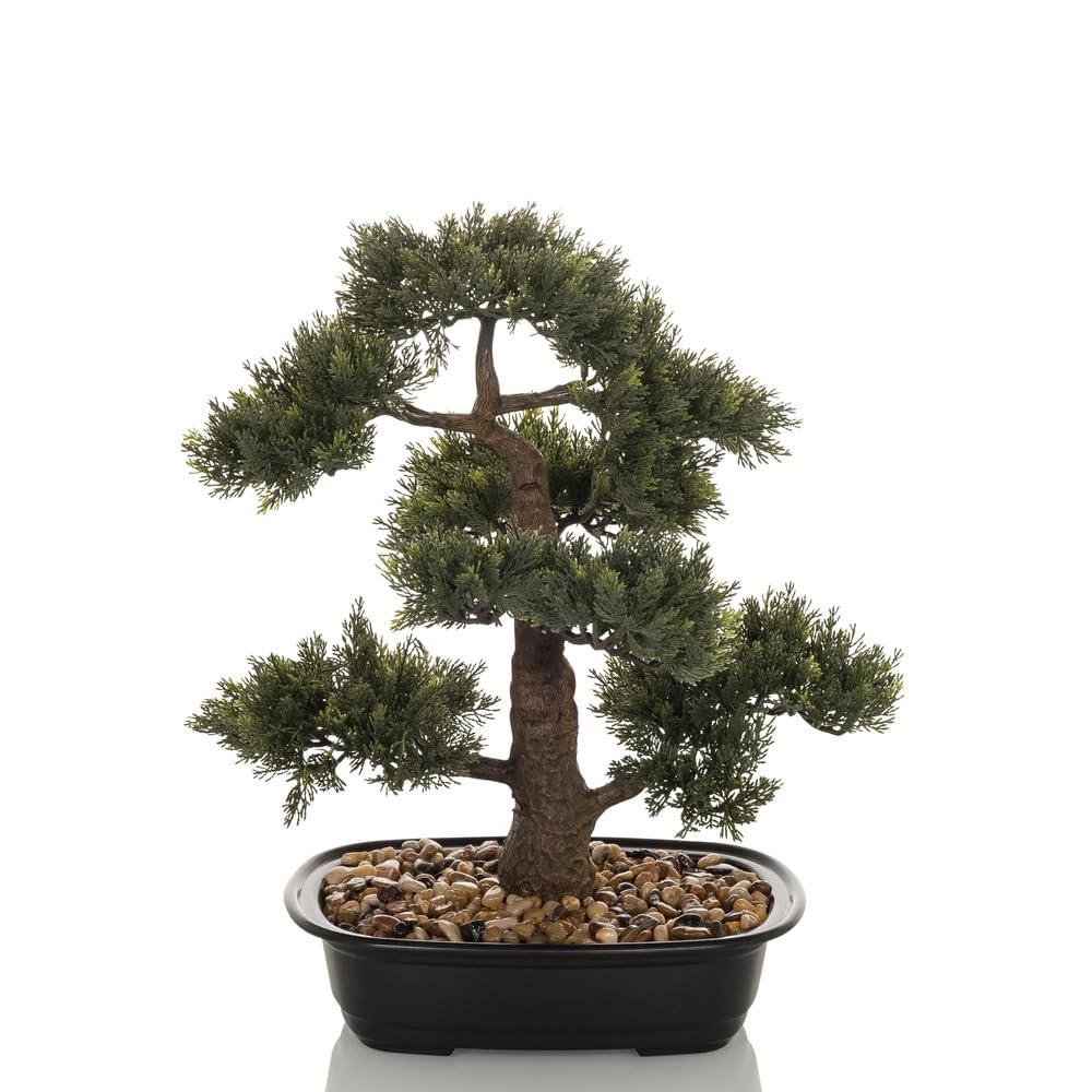 Hjh Office Pianta artificiale BONSAI Pino, Verde 44cm