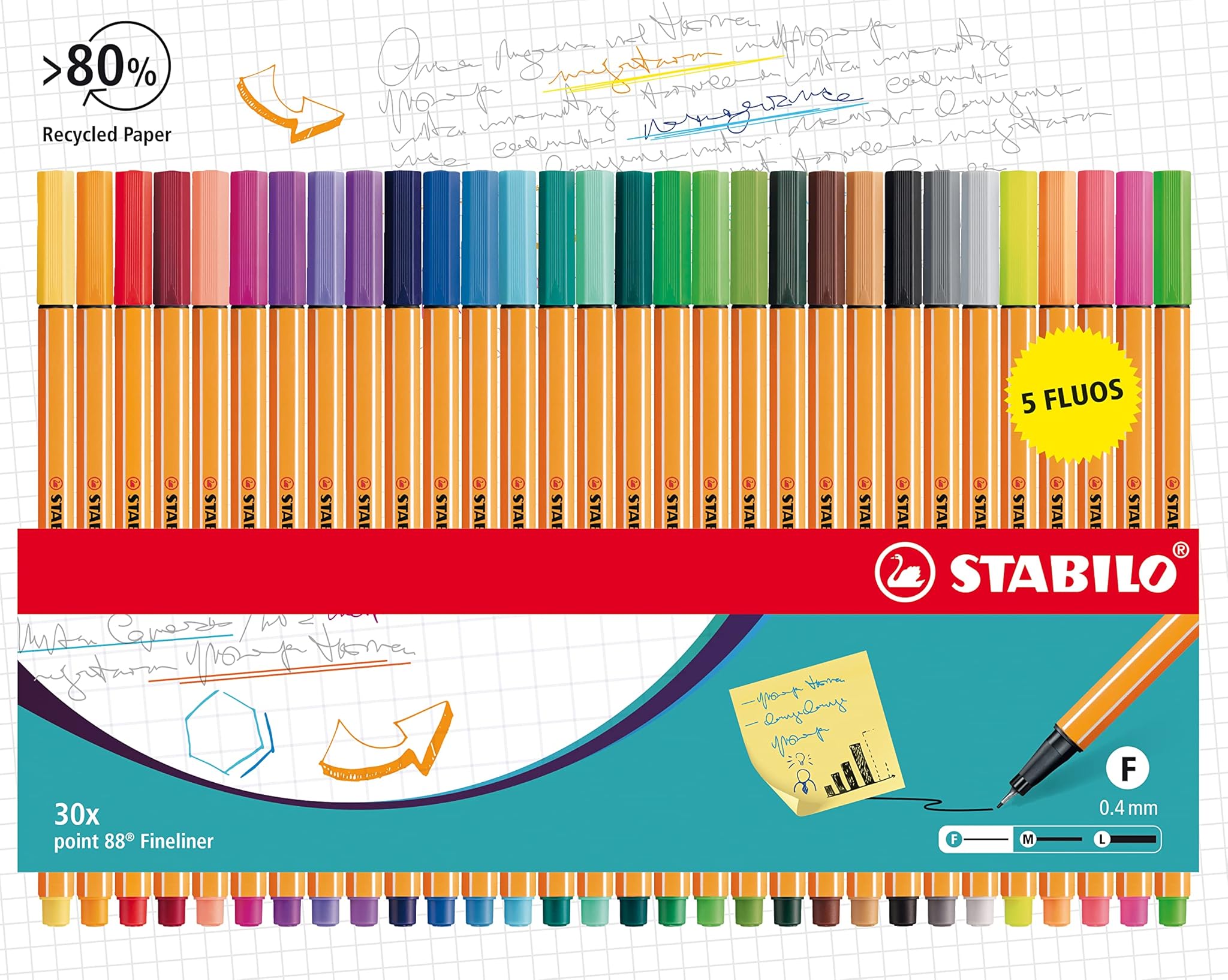 Stabilo point 88 - Fineliner - Astuccio da 30 Colori Assortiti