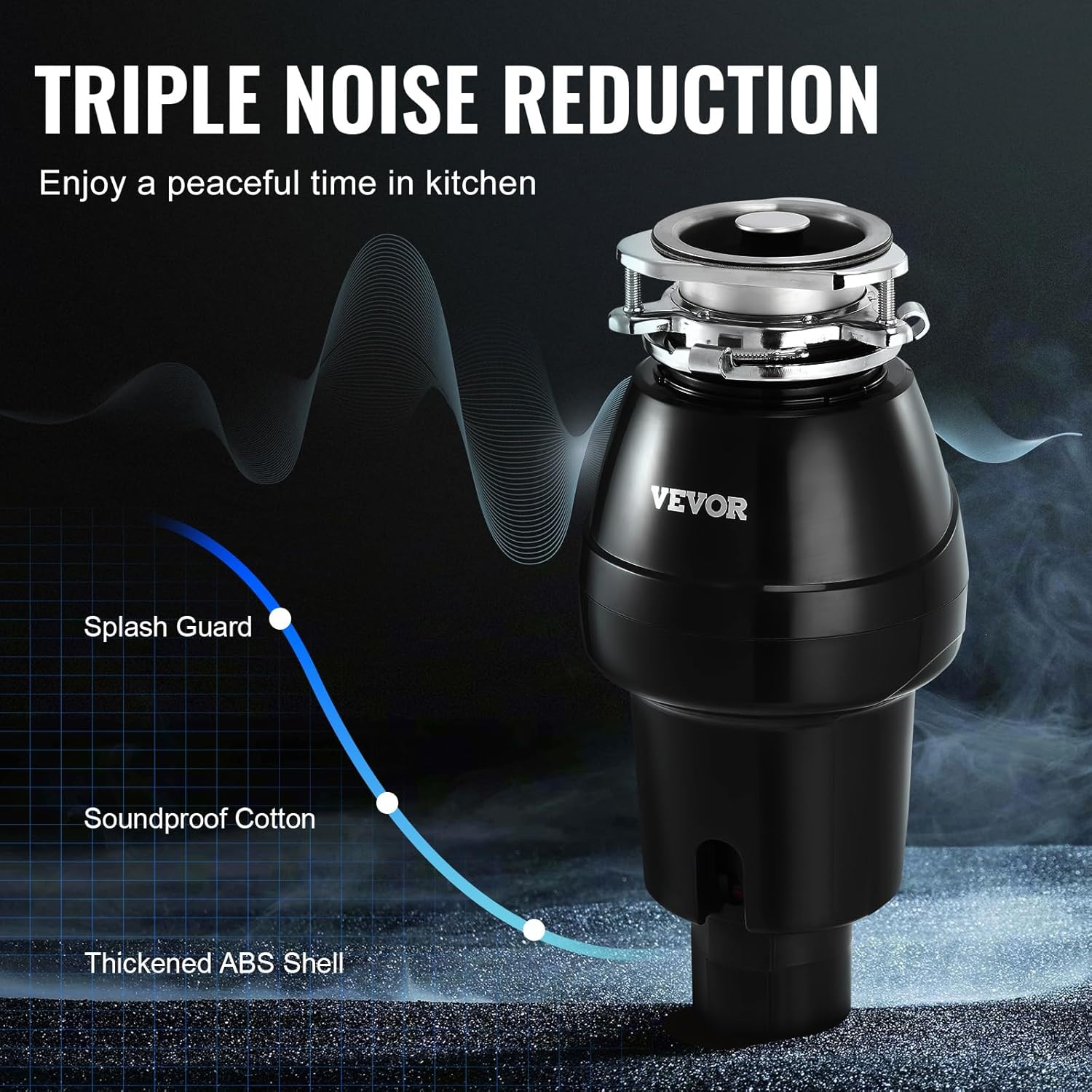 VEVOR Tritarifiuti per Lavello Cucina 0,559 kW - immagine 4