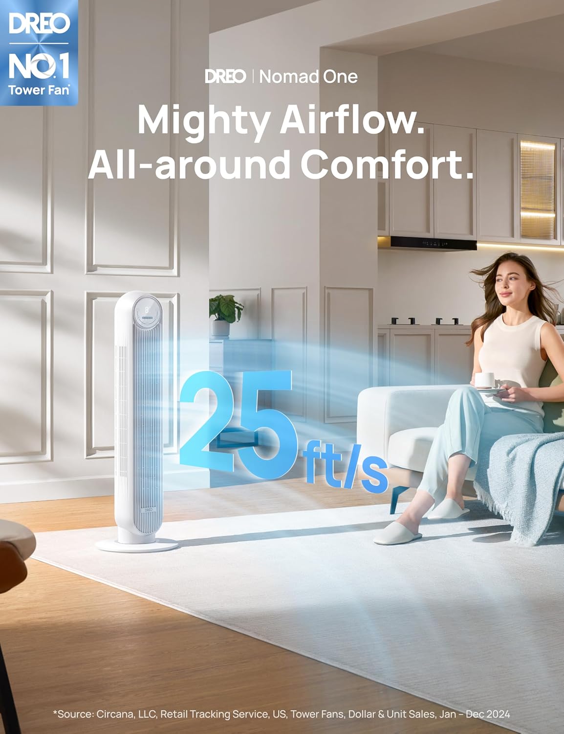 Dreo Nomad One Tower Fan con Telecomando, White - immagine 2