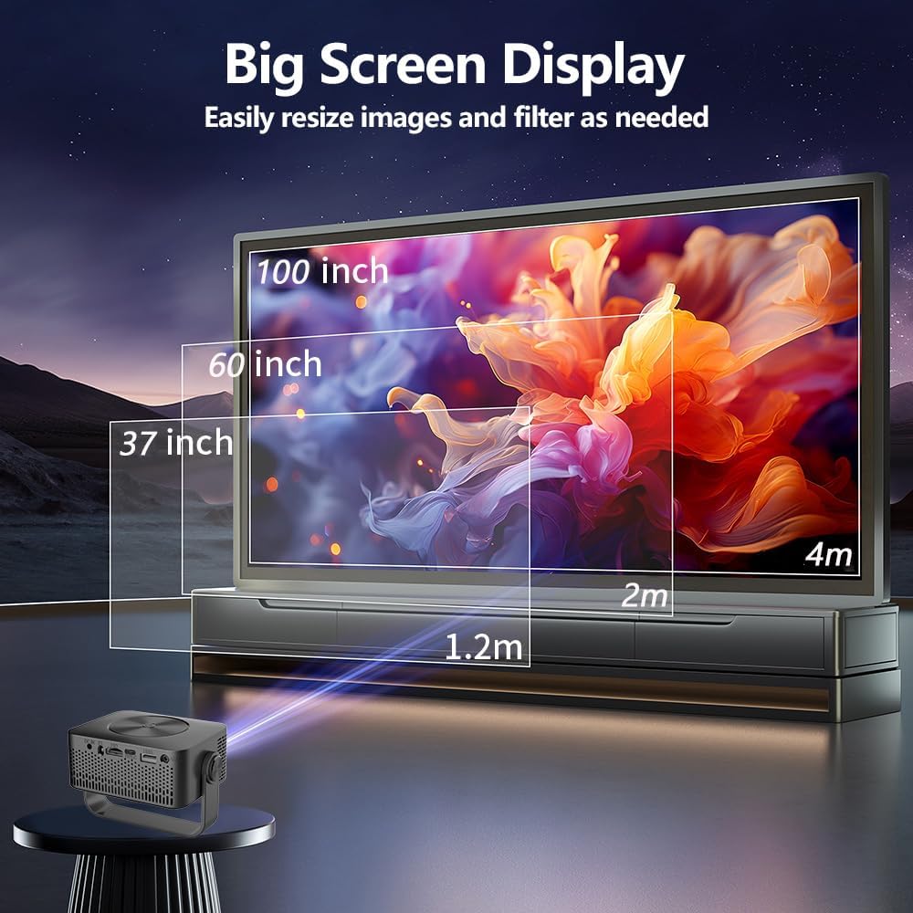 Mini Proiettore Portatile 4K 1080P con WiFi 360°, Bianco - immagine 2