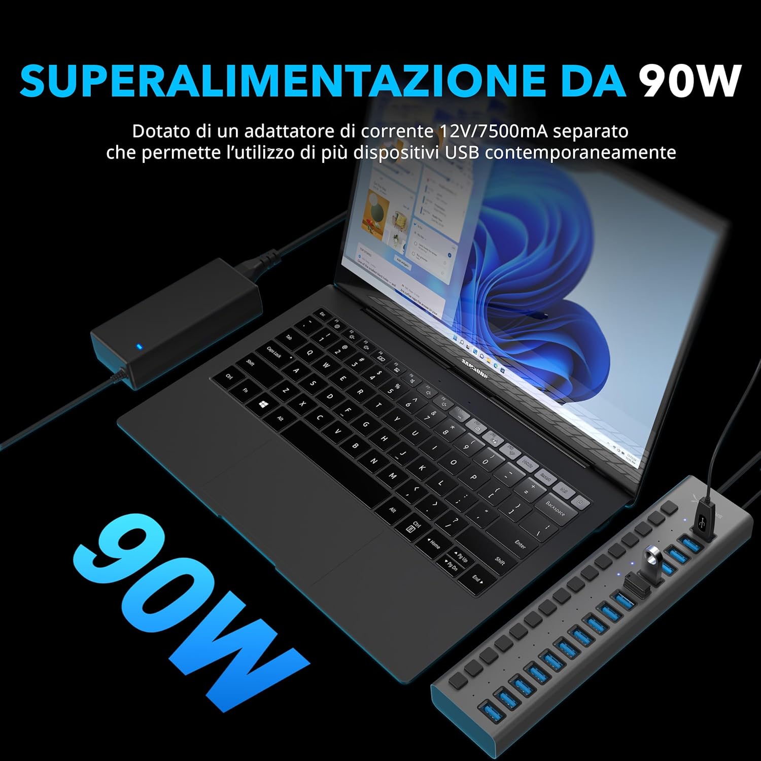 Sabrent Hub USB 3.2 Gen 1 - 16 Porte con Interruttori - immagine 3