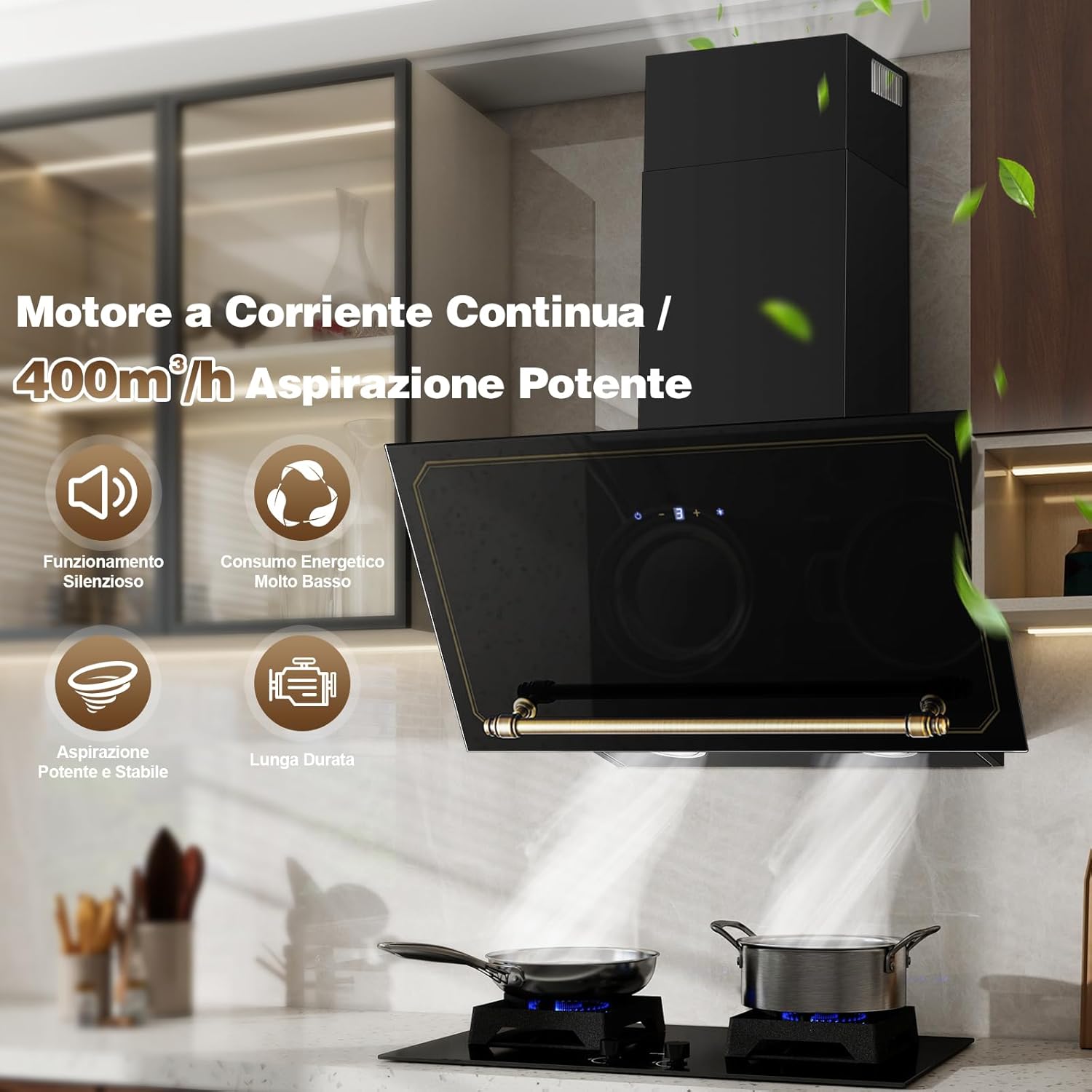 Sndoas Cappa Aspirante Inclinata 60 cm, Classe A+++ - immagine 2