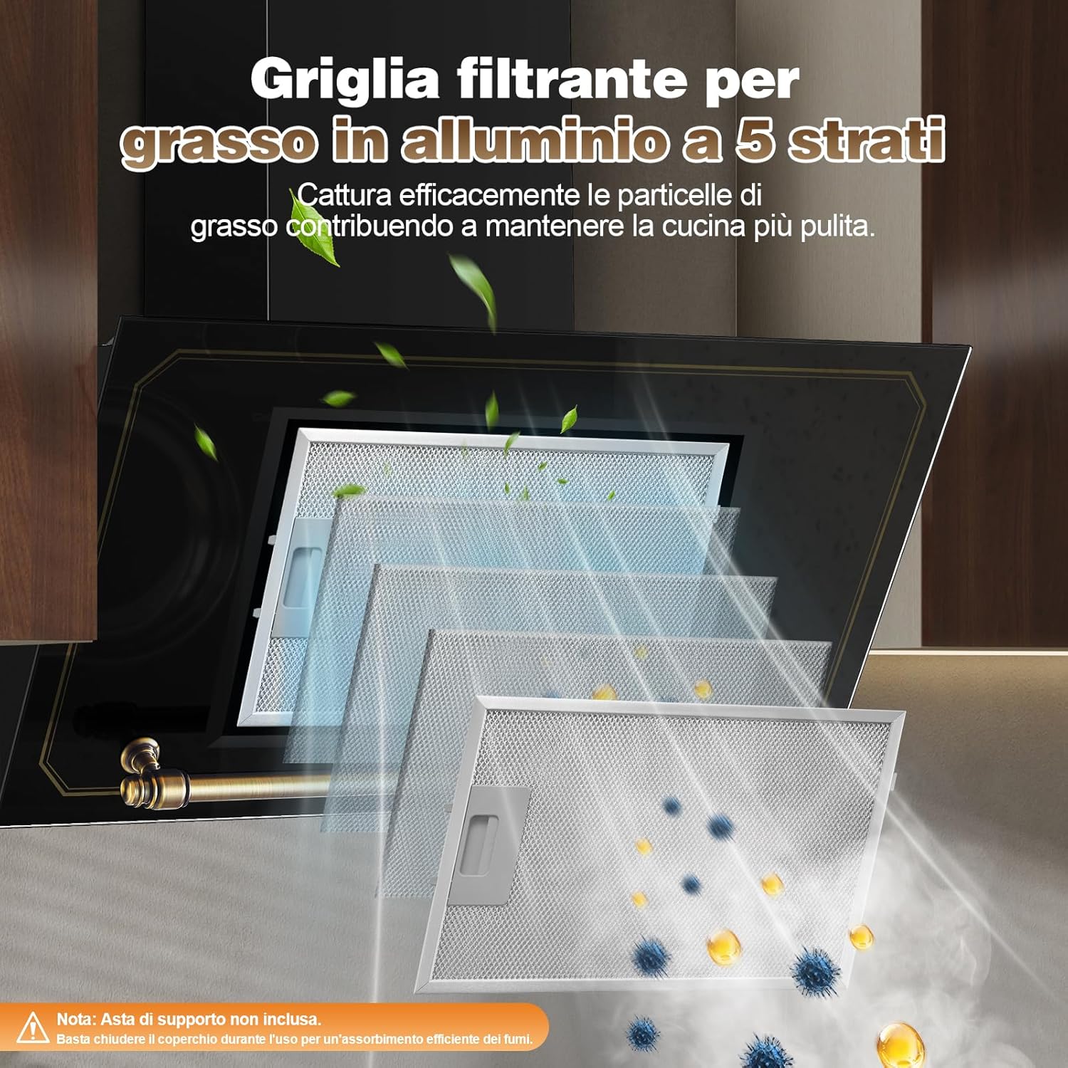 Sndoas Cappa Aspirante Inclinata 60 cm, Classe A+++ - immagine 5