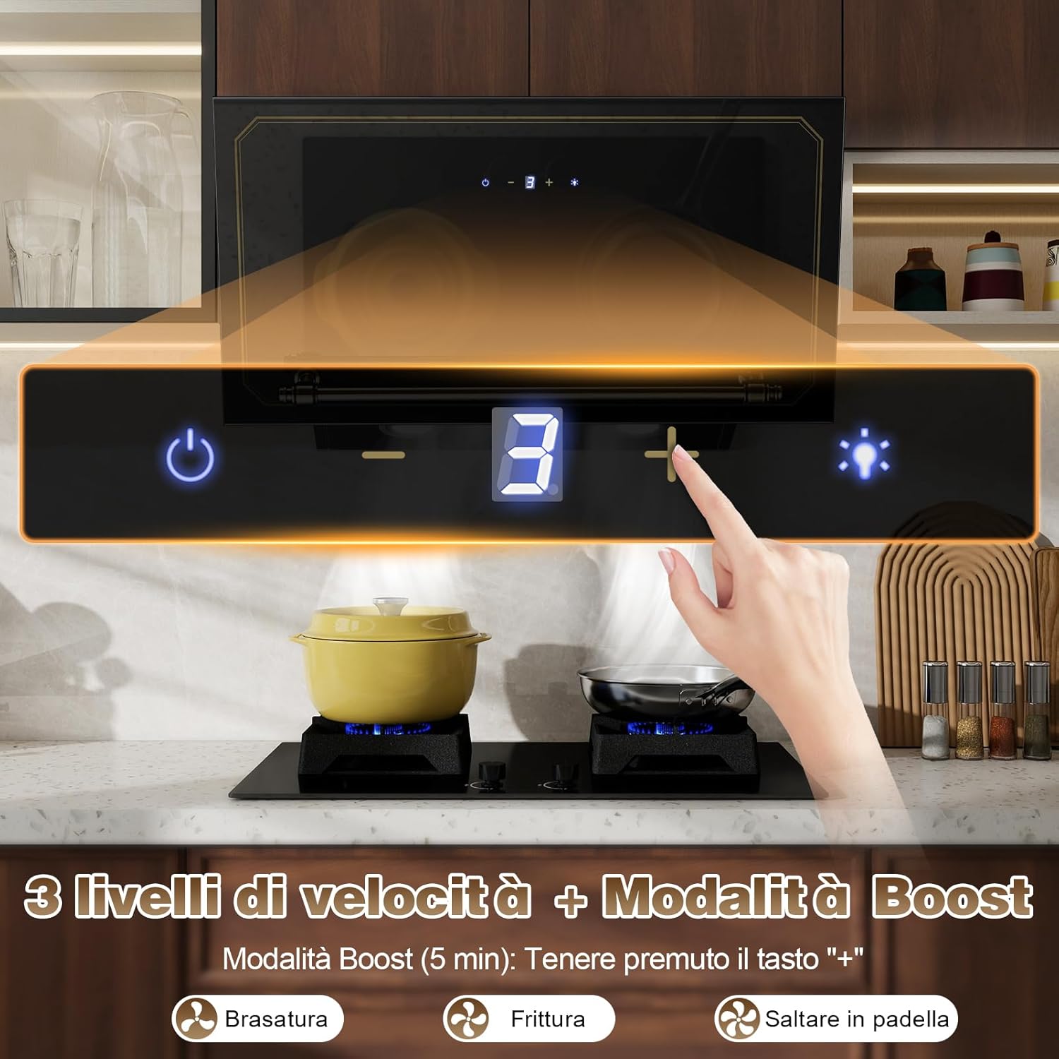 Sndoas Cappa Aspirante Inclinata 60 cm, Classe A+++ - immagine 7