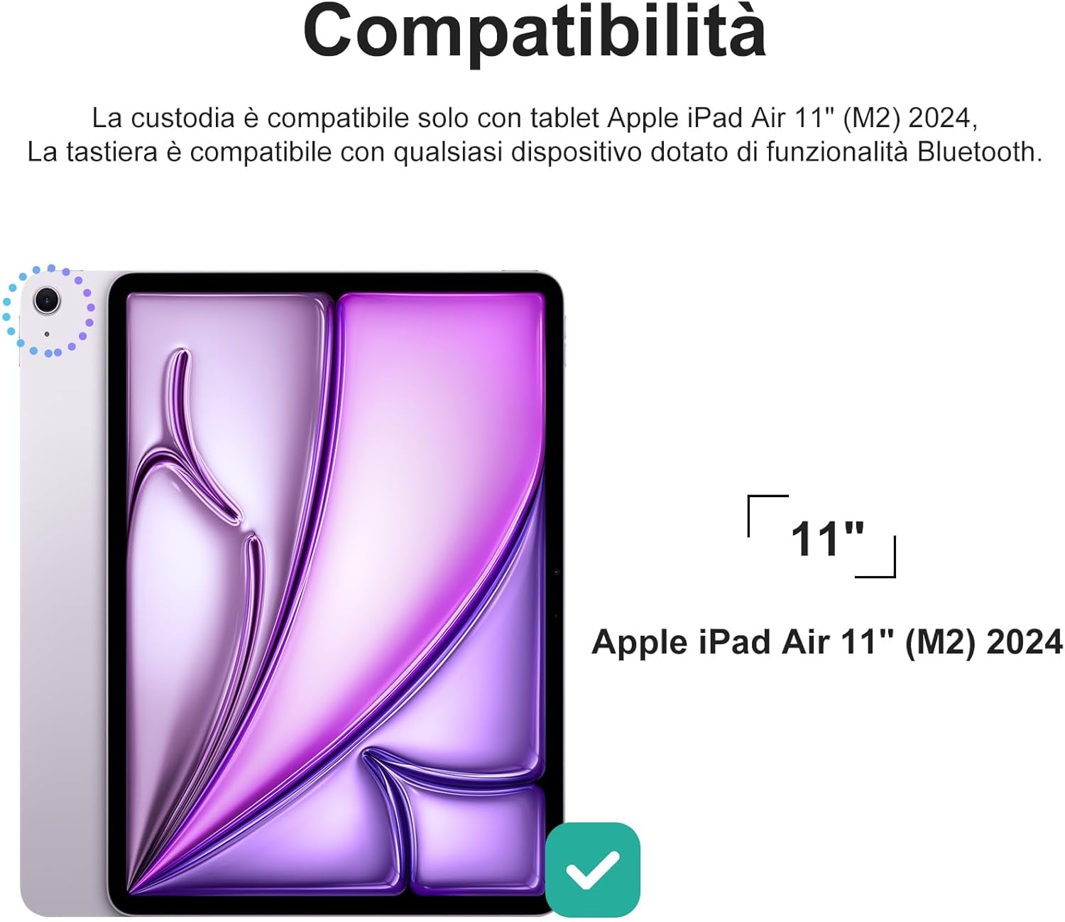 Iveoppe Tastiera iPad Air 11" (M2) 2024 con Touchpad, Viola - immagine 2