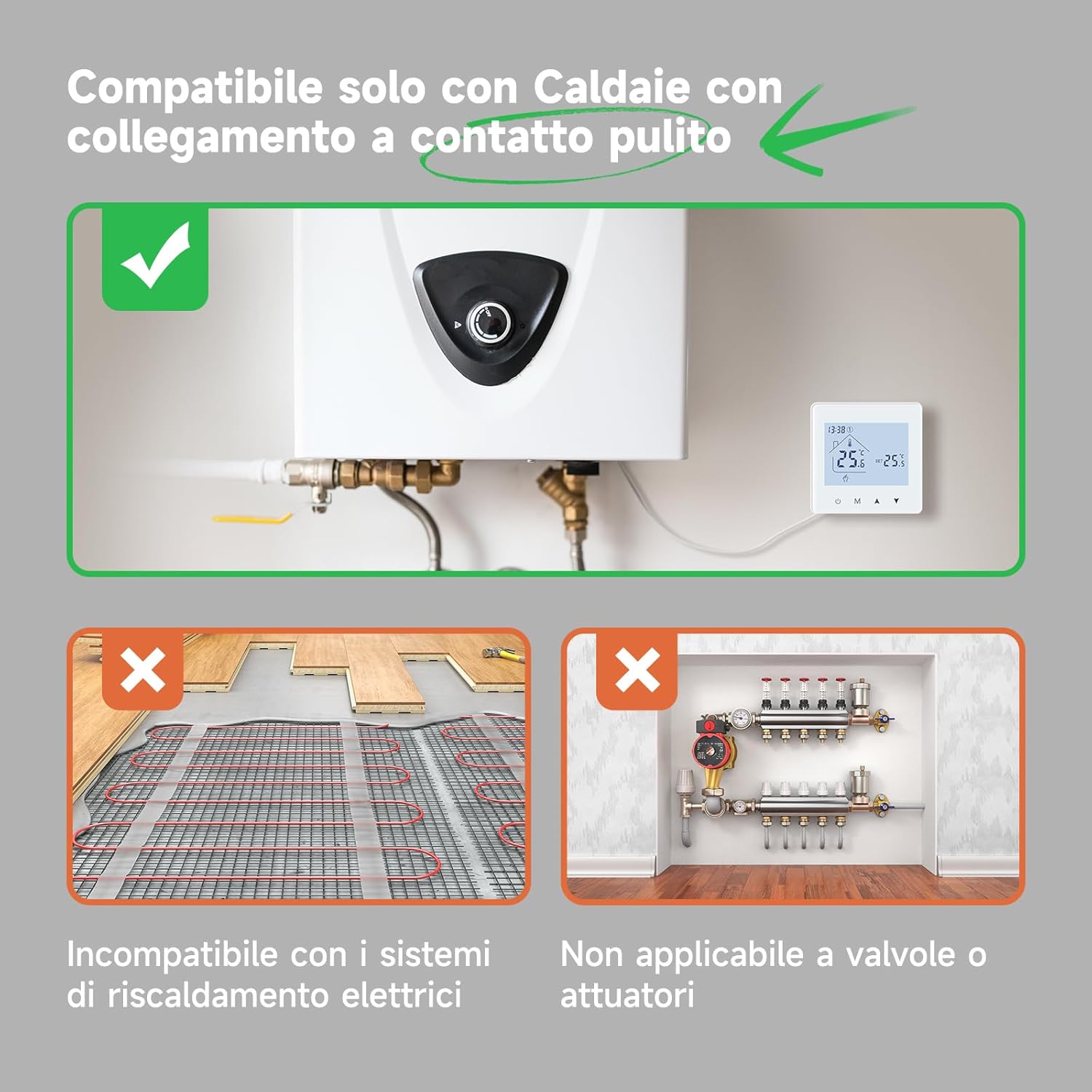 Beok Termostato Digitale Ambiente a Batteria 2 Fili - immagine 2