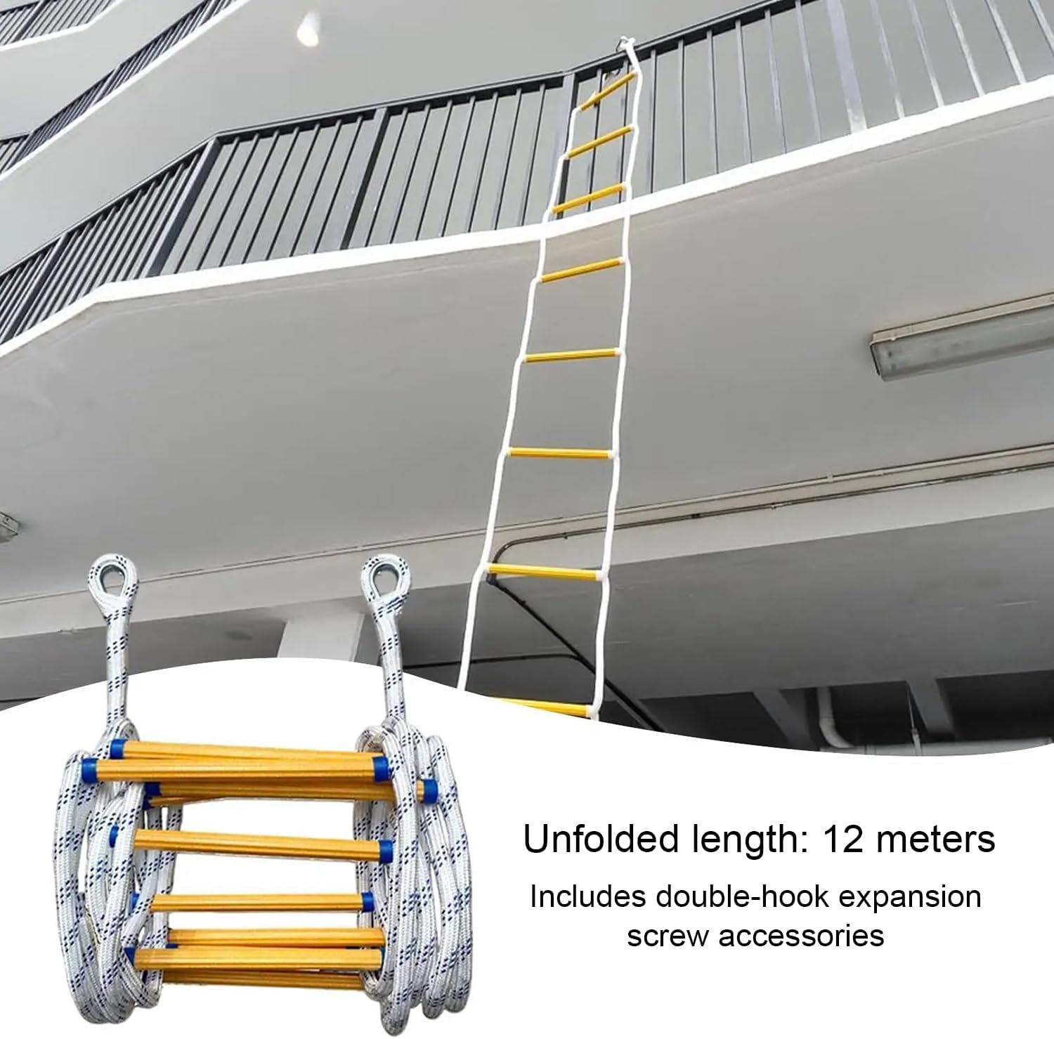 Scala Antincendio 12m Ignifuga con Moschettoni - immagine 5