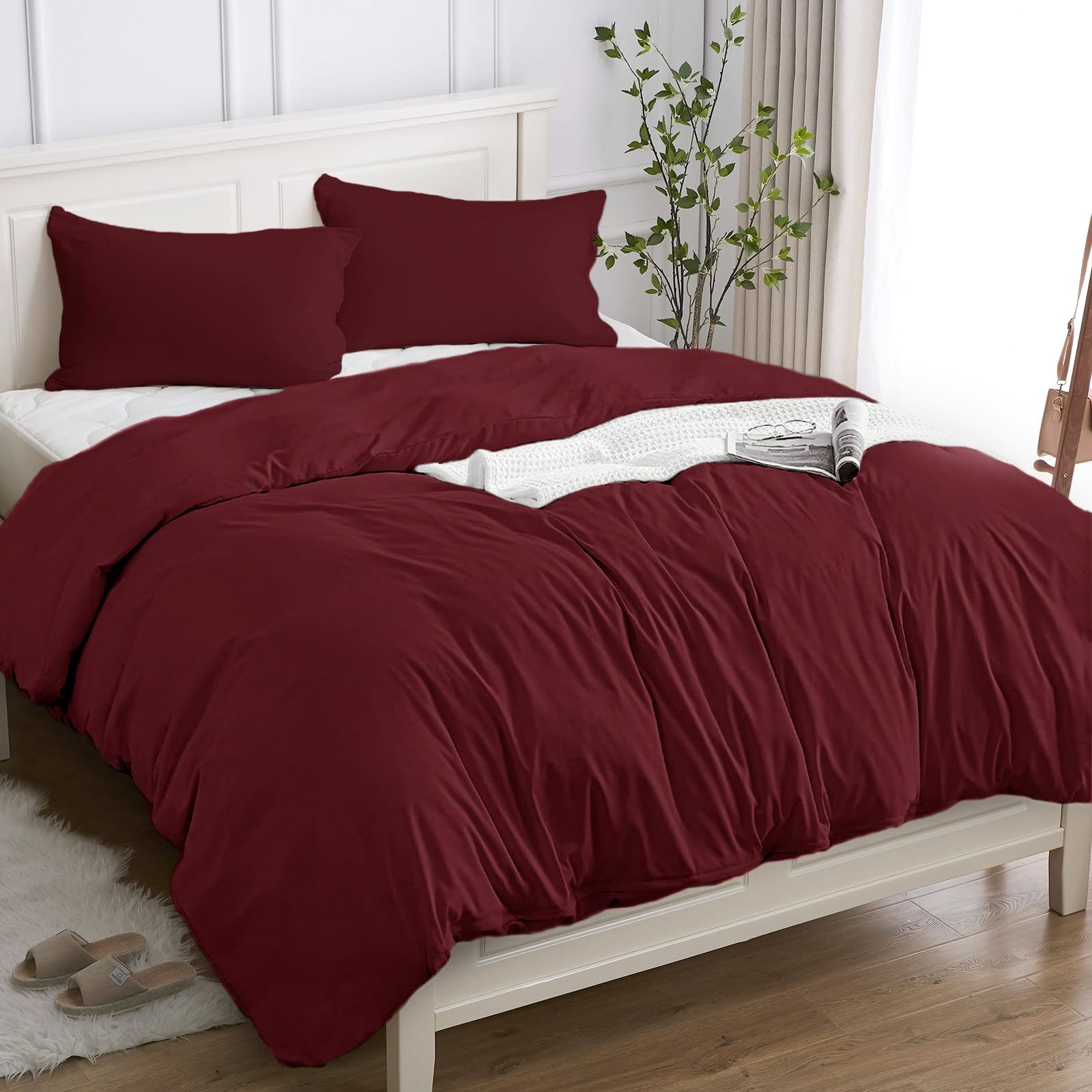 Copripiumino Matrimoniale 100% Cotone 250x200 - Bordeaux