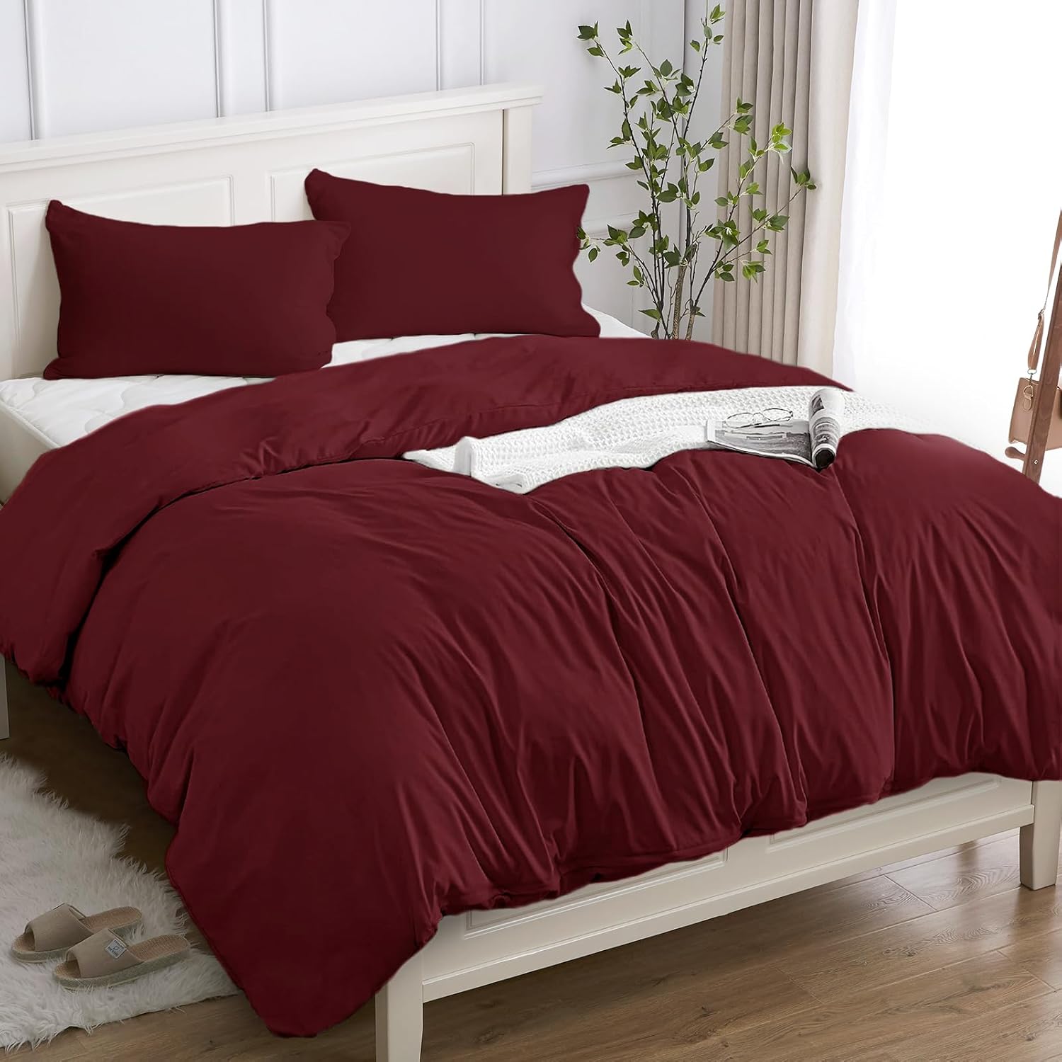 Copripiumino Matrimoniale 100% Cotone 250x200 - Bordeaux - immagine 1