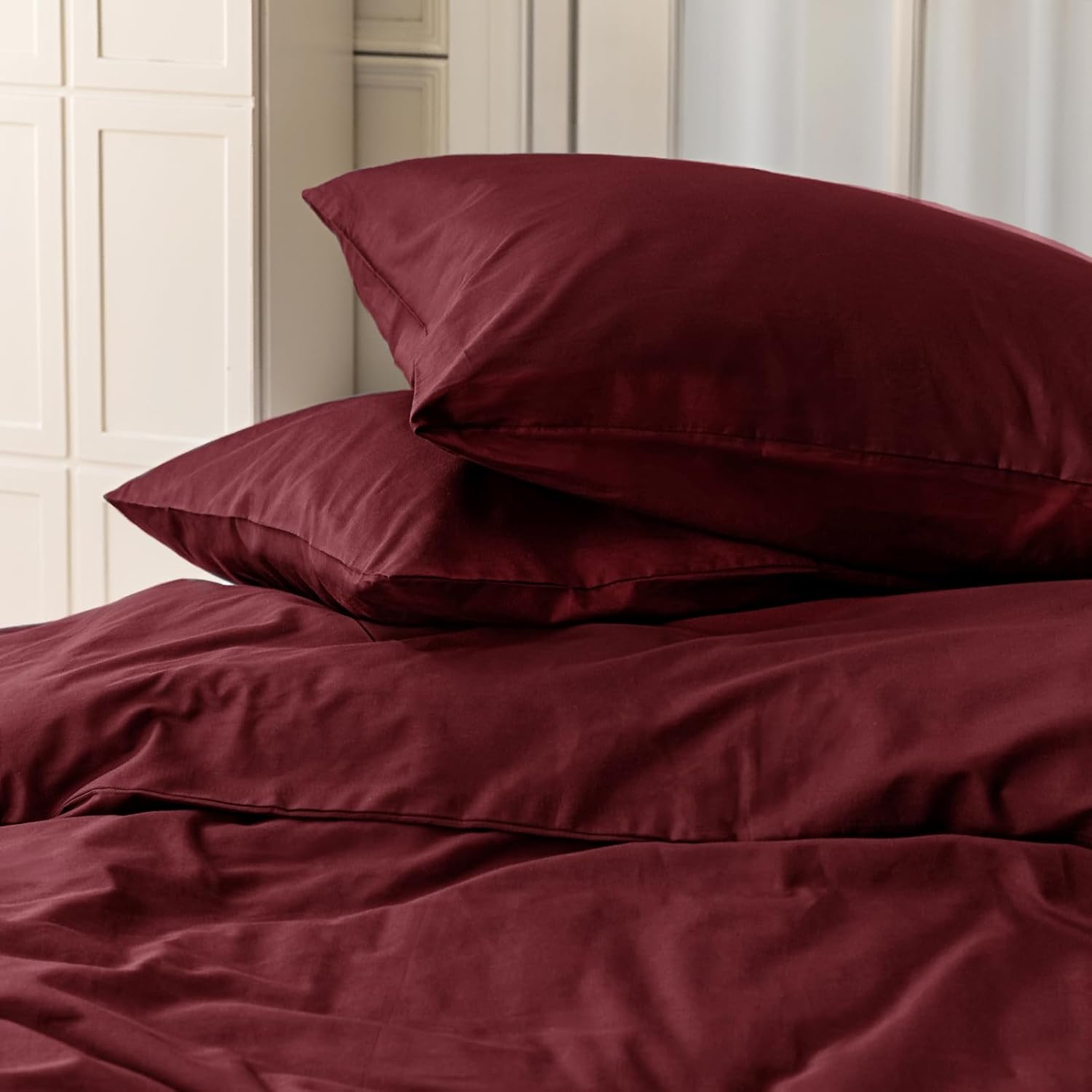 Copripiumino Matrimoniale 100% Cotone 250x200 - Bordeaux - immagine 3