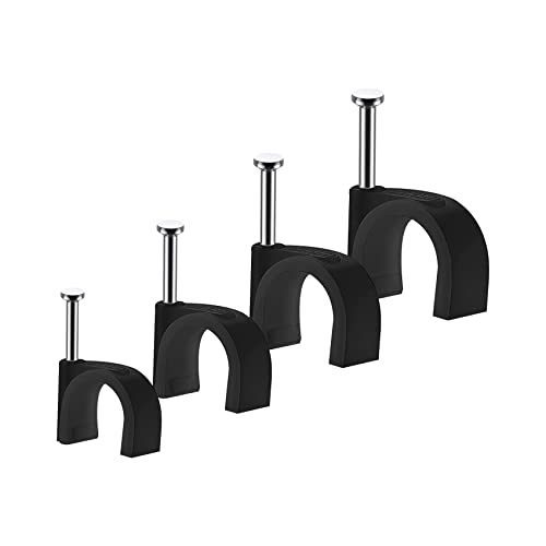 Fermacavi Muro 400 Pezzi con Chiodo, Nero