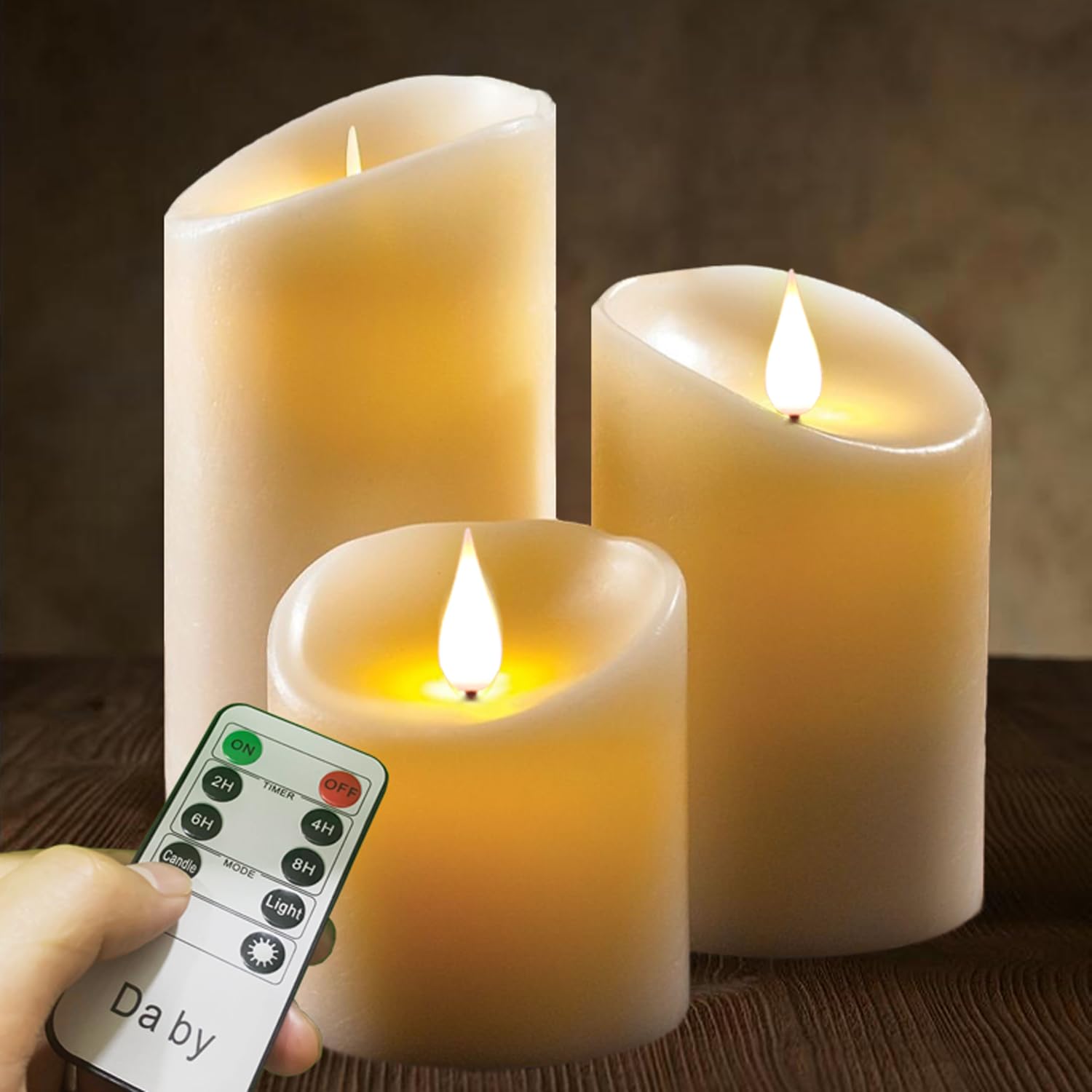 Da by Candele LED Set 3 Pezzi con Telecomando