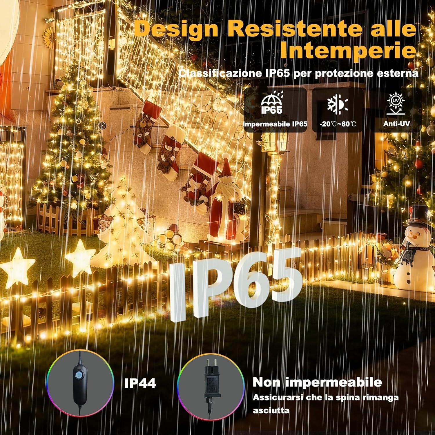 Luci Natale Esterno Cascata 15M-600L con APP e Telecomando - immagine 8