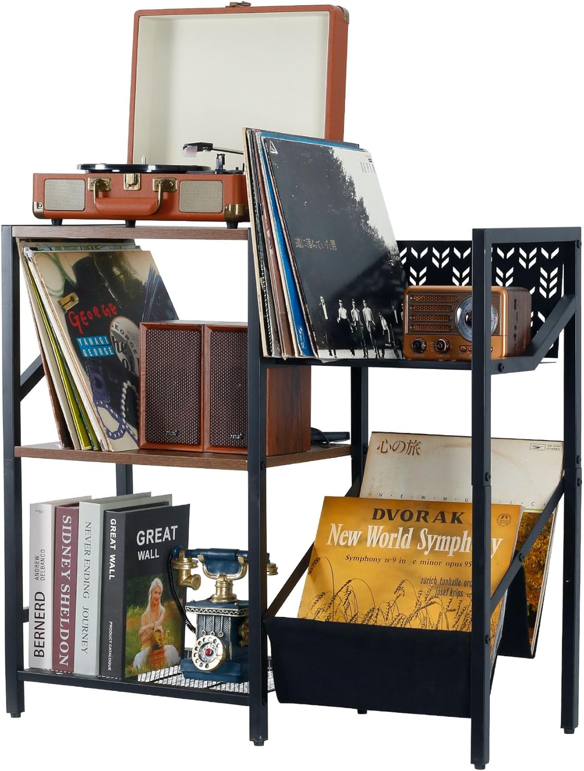 Supporto per Dischi in Vinile a 3 Livelli, Nero - immagine 1