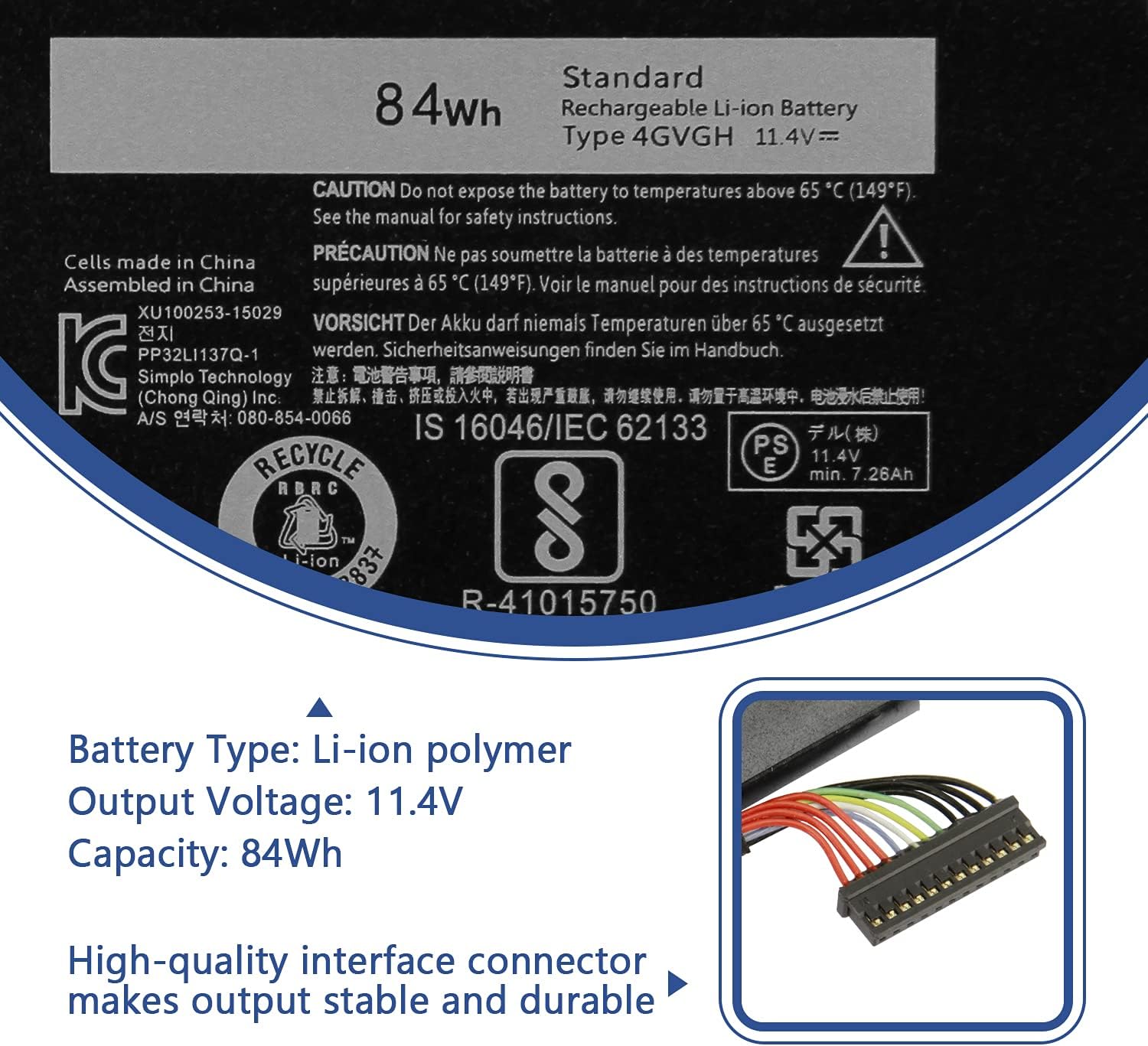 Antiee Batteria Laptop 84Wh per DELL XPS 15 9550 - immagine 2