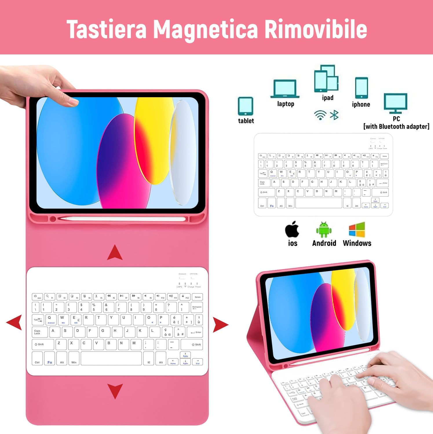Lielax Tastiera Custodia QWERTY per iPad 10a Gen 10.9” - immagine 4
