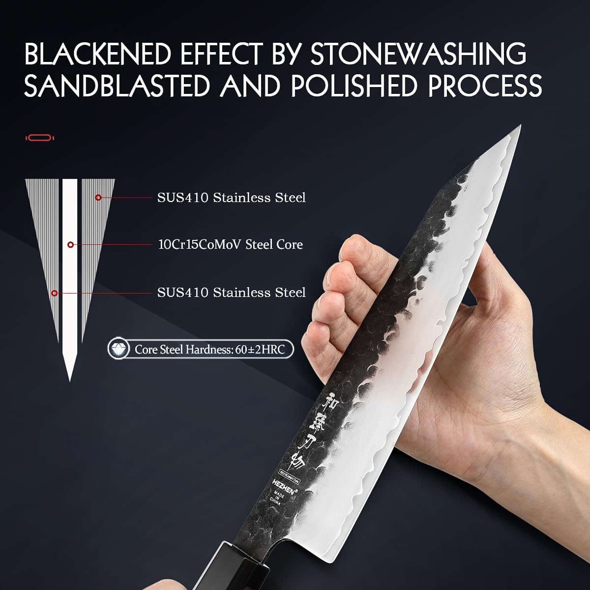 Hezhen Coltello Kiritsuke Forgiato Acciaio Composito - immagine 4