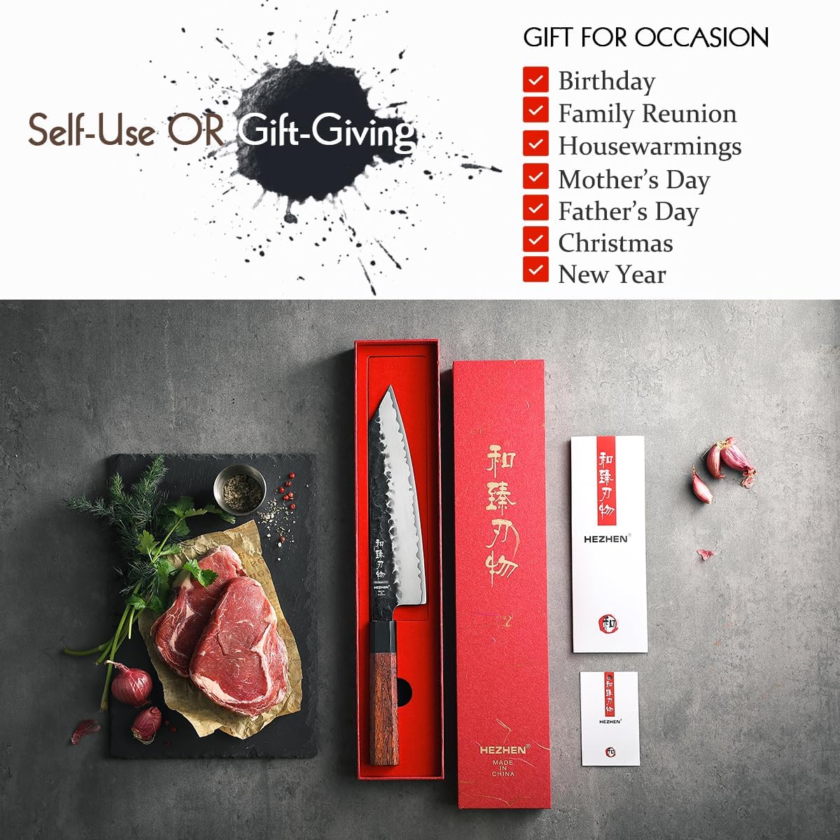 Hezhen Coltello Kiritsuke Forgiato Acciaio Composito - immagine 7