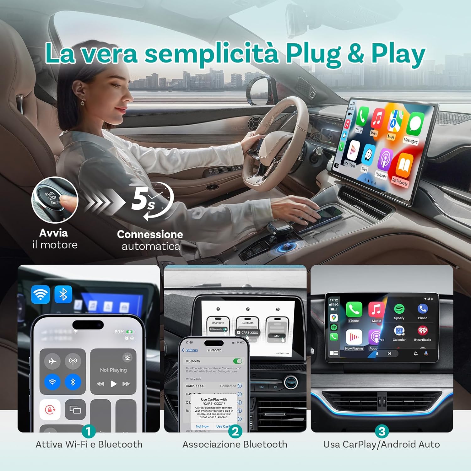 Ottocast Mini Pico - Adattatore Wireless CarPlay e Android Auto - immagine 7