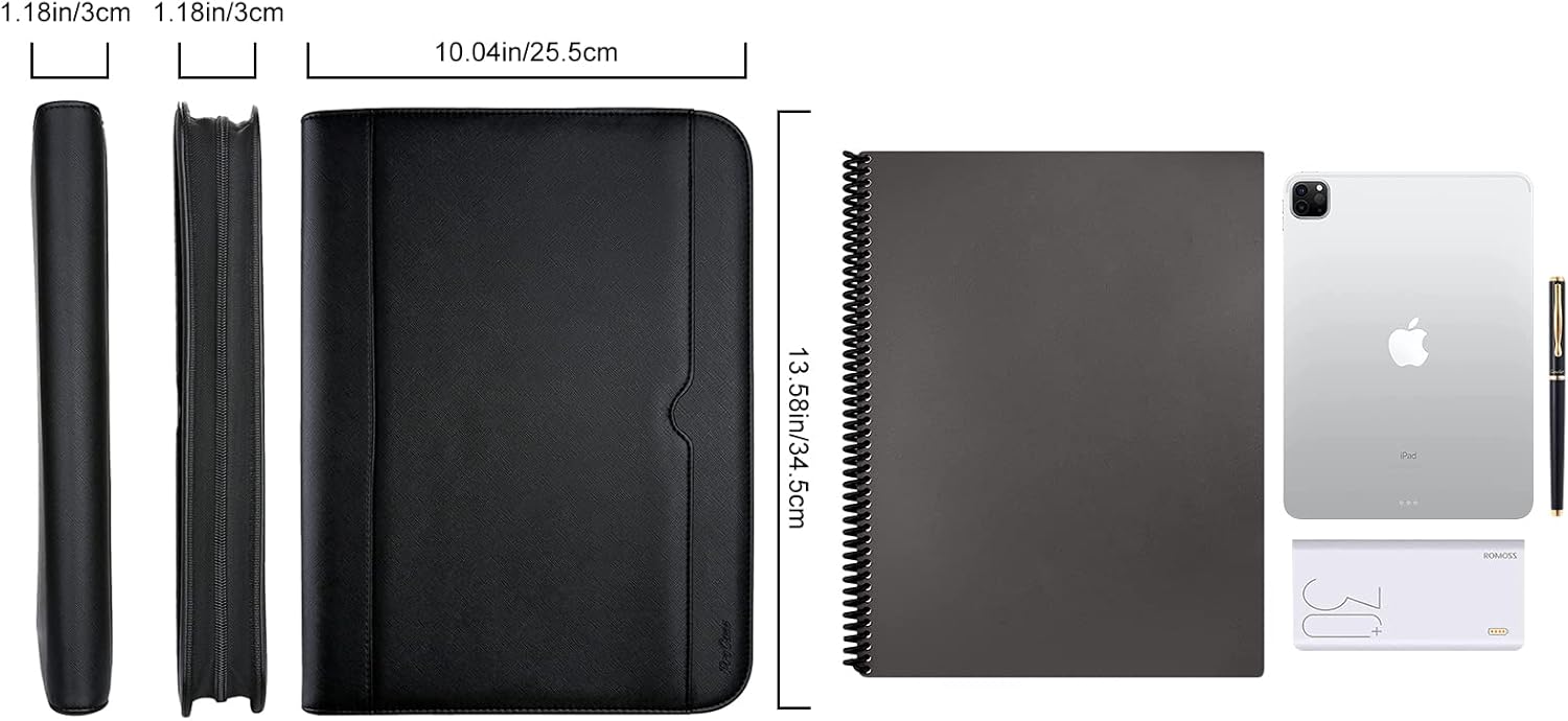 Procase Cartella Portadocumenti A4 in Pelle, Nero - immagine 6