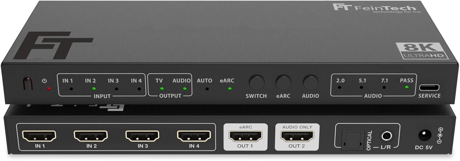 Feintech SW411 HDMI 2.1 Switch 4 in 1 Out - immagine 1