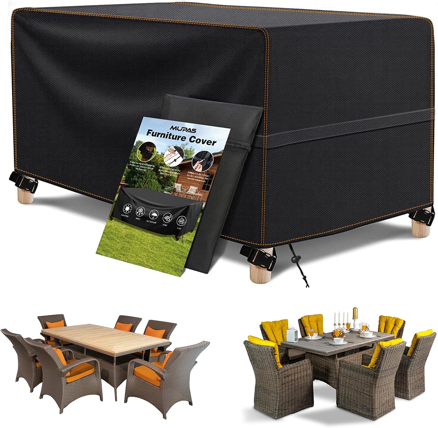 MUPAS Copertura Tavolo Esterno Impermeabile 180x120x94 cm