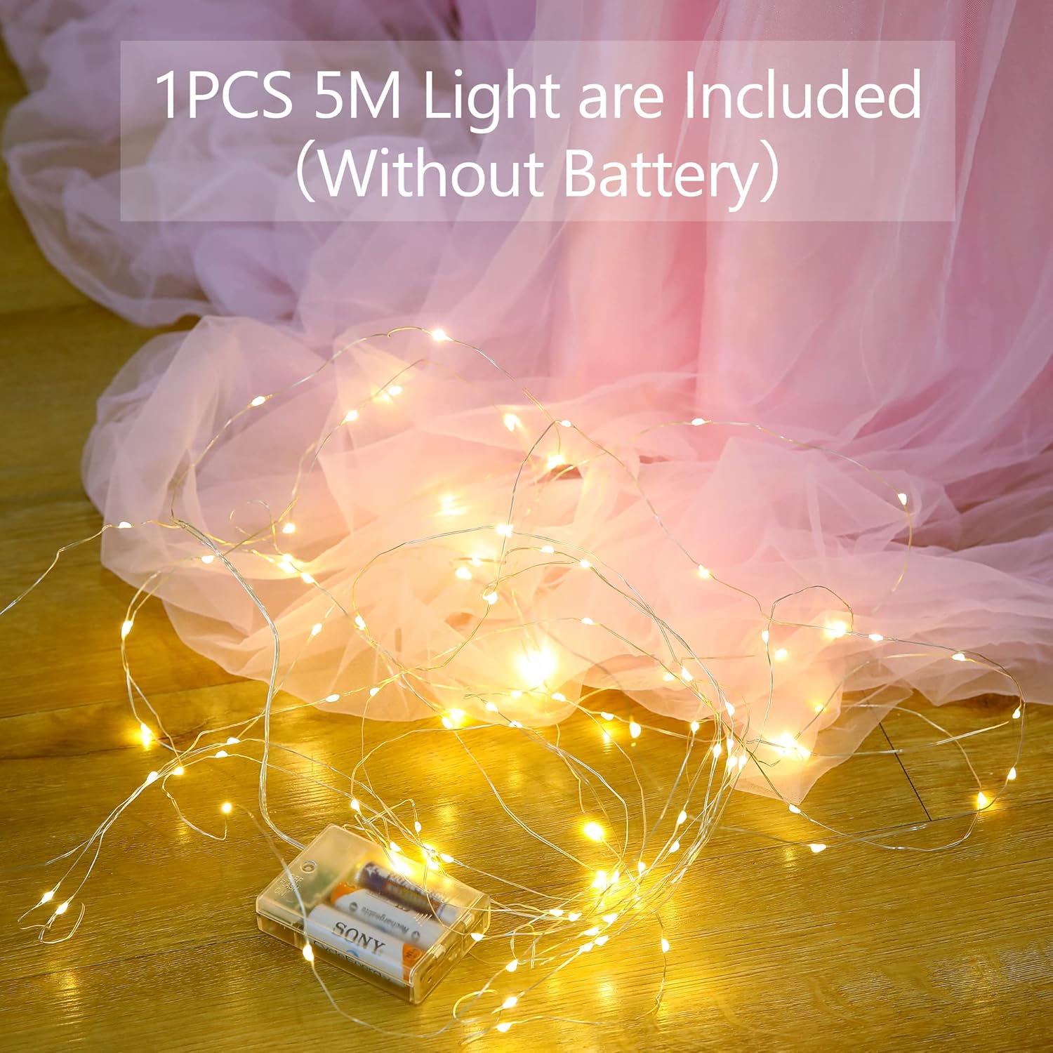 HBBMAGIC Gonna da Tavolo in Tulle Blu Baby con Luce 275cm - immagine 4