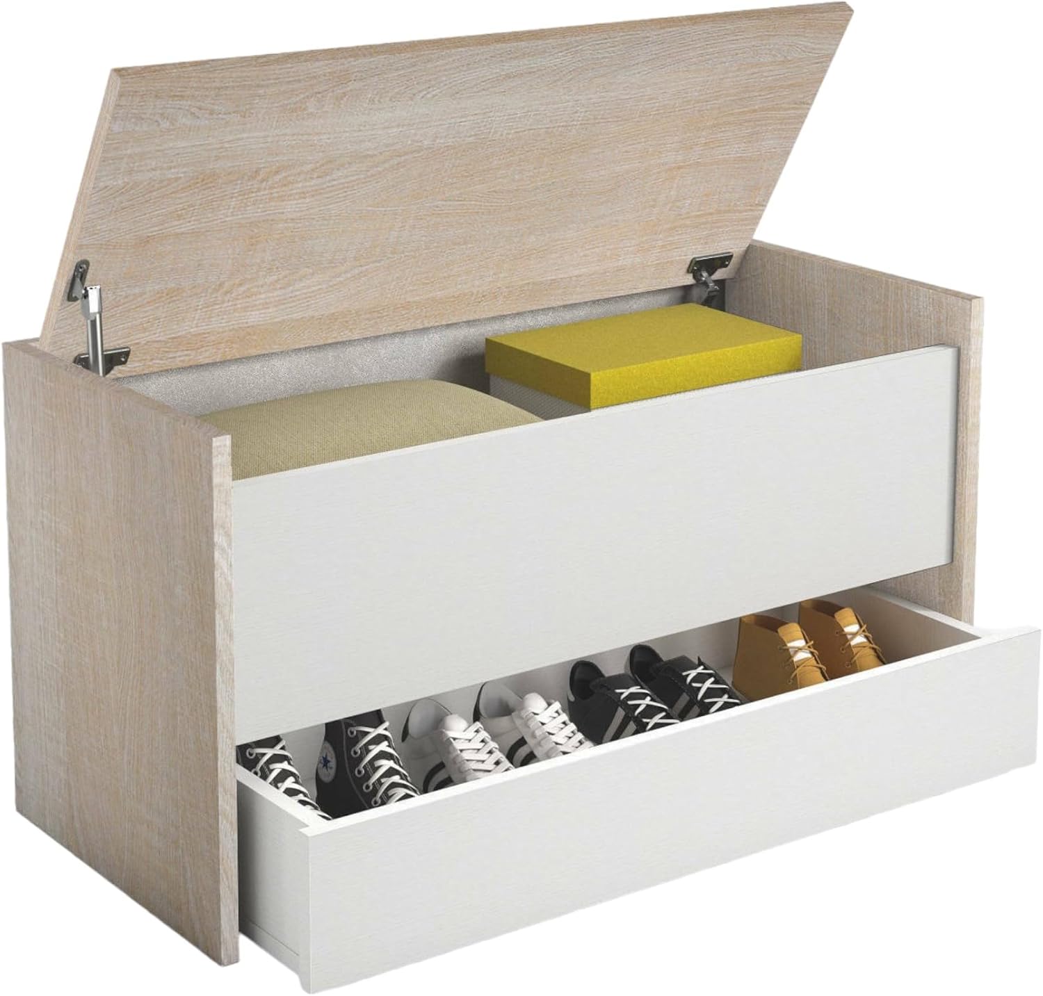 Dmora Lantana - Mobile Ingresso Moderno con Scarpiera, Bianco/Rovere - immagine 5