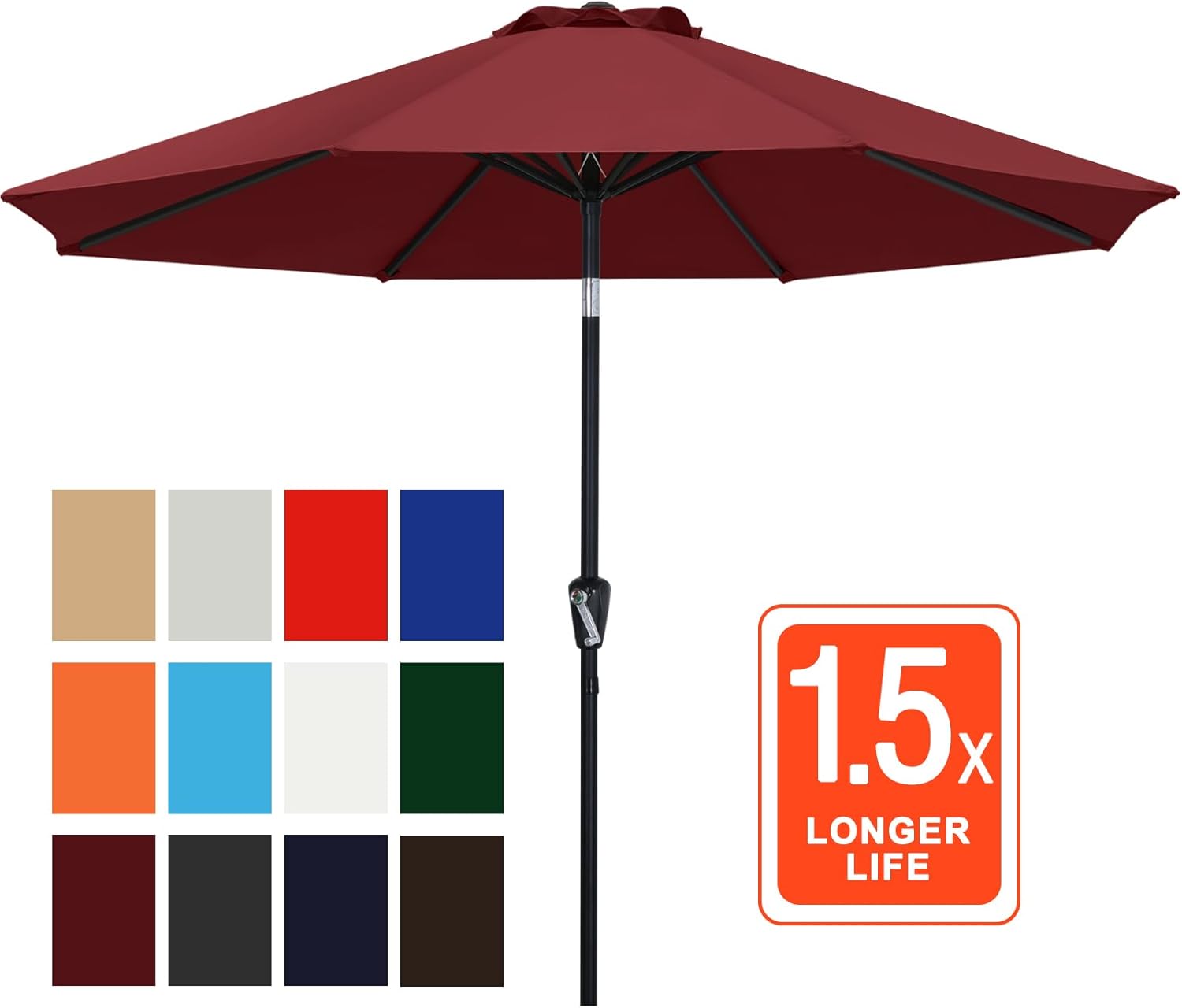 ABCCANOPY Ombrellone da tavolo con pulsante di inclinazione per giardino, terrazza, cortile e piscina, 8 stecche, 13 colori - immagine 2