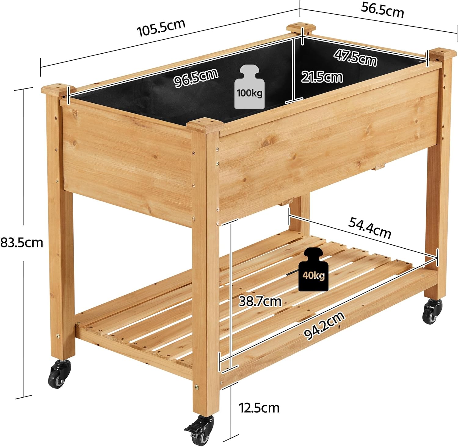 Yaheetech Fioriera Rialzata da Esterno in Legno Abete - immagine 3