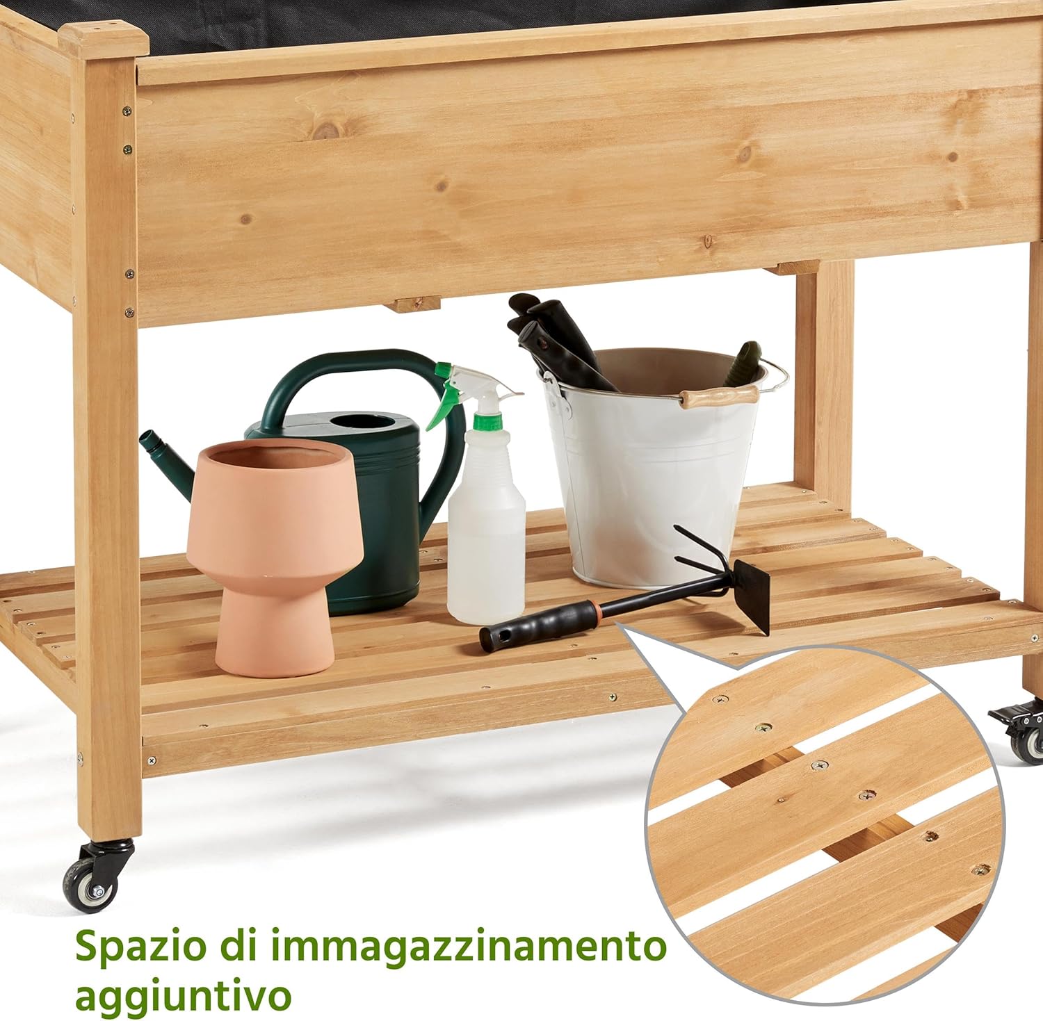 Yaheetech Fioriera Rialzata da Esterno in Legno Abete - immagine 5