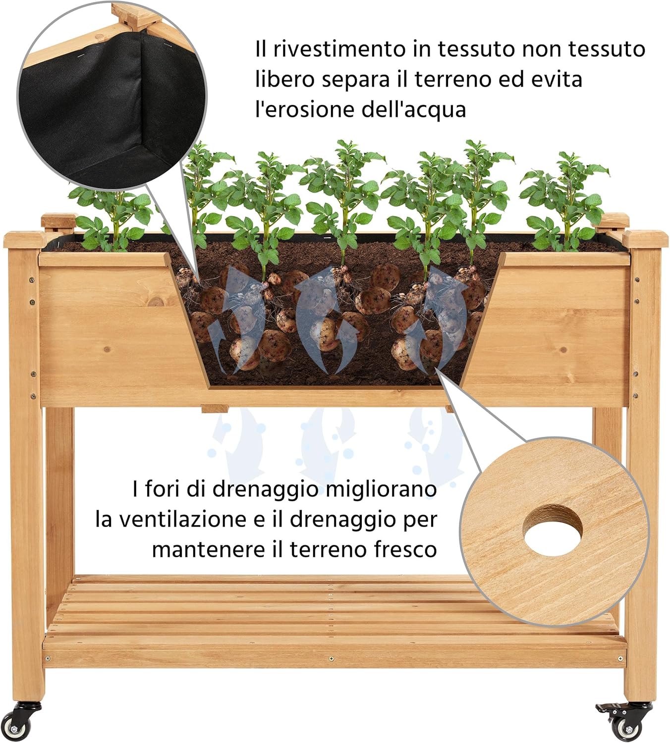 Yaheetech Fioriera Rialzata da Esterno in Legno Abete - immagine 6