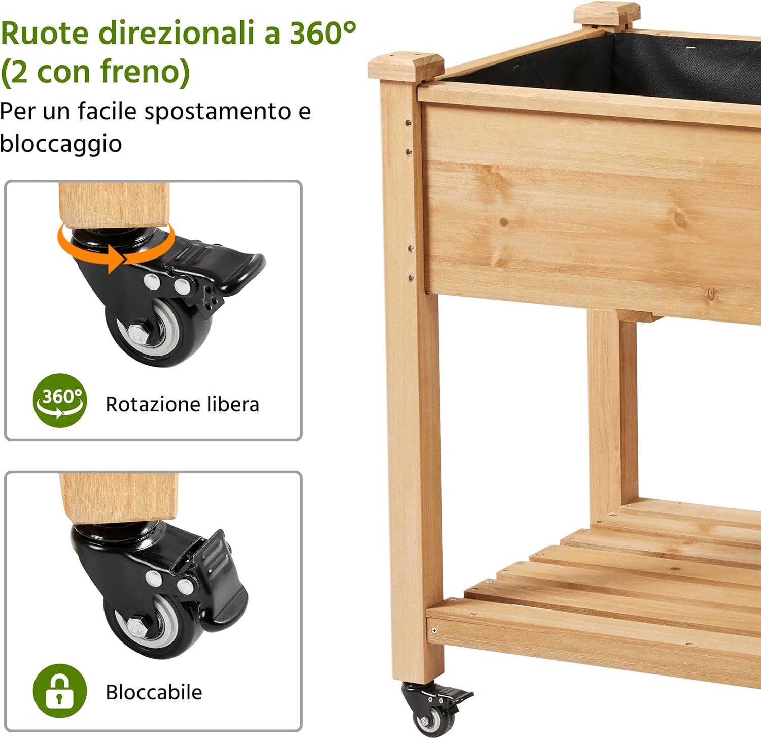 Yaheetech Fioriera Rialzata da Esterno in Legno Abete - immagine 7