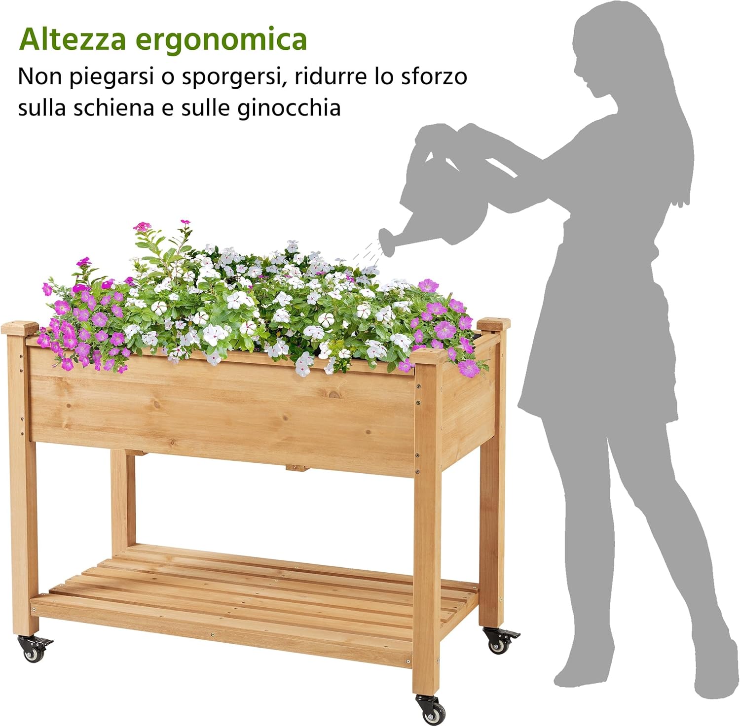 Yaheetech Fioriera Rialzata da Esterno in Legno Abete - immagine 8