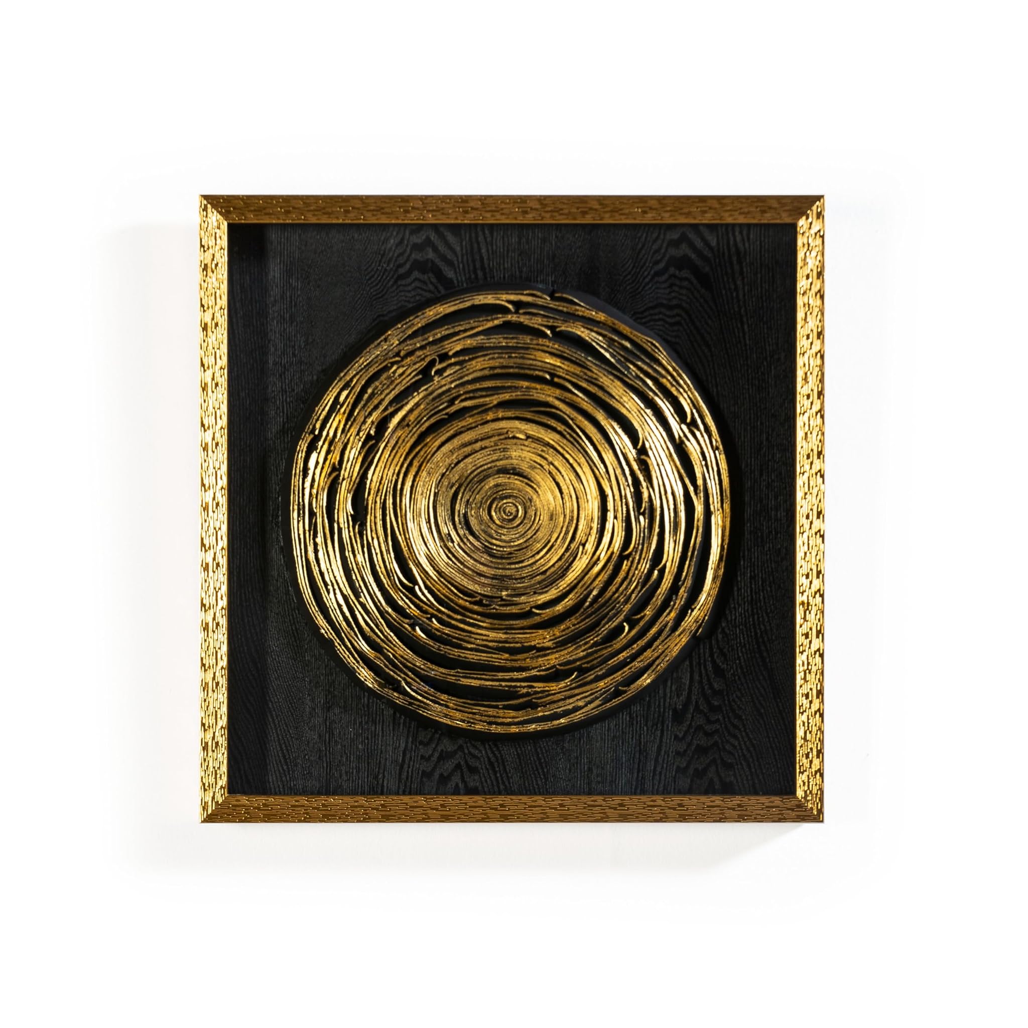 CUADRO 60X5X60 MADERA/ARCILLA DORADO