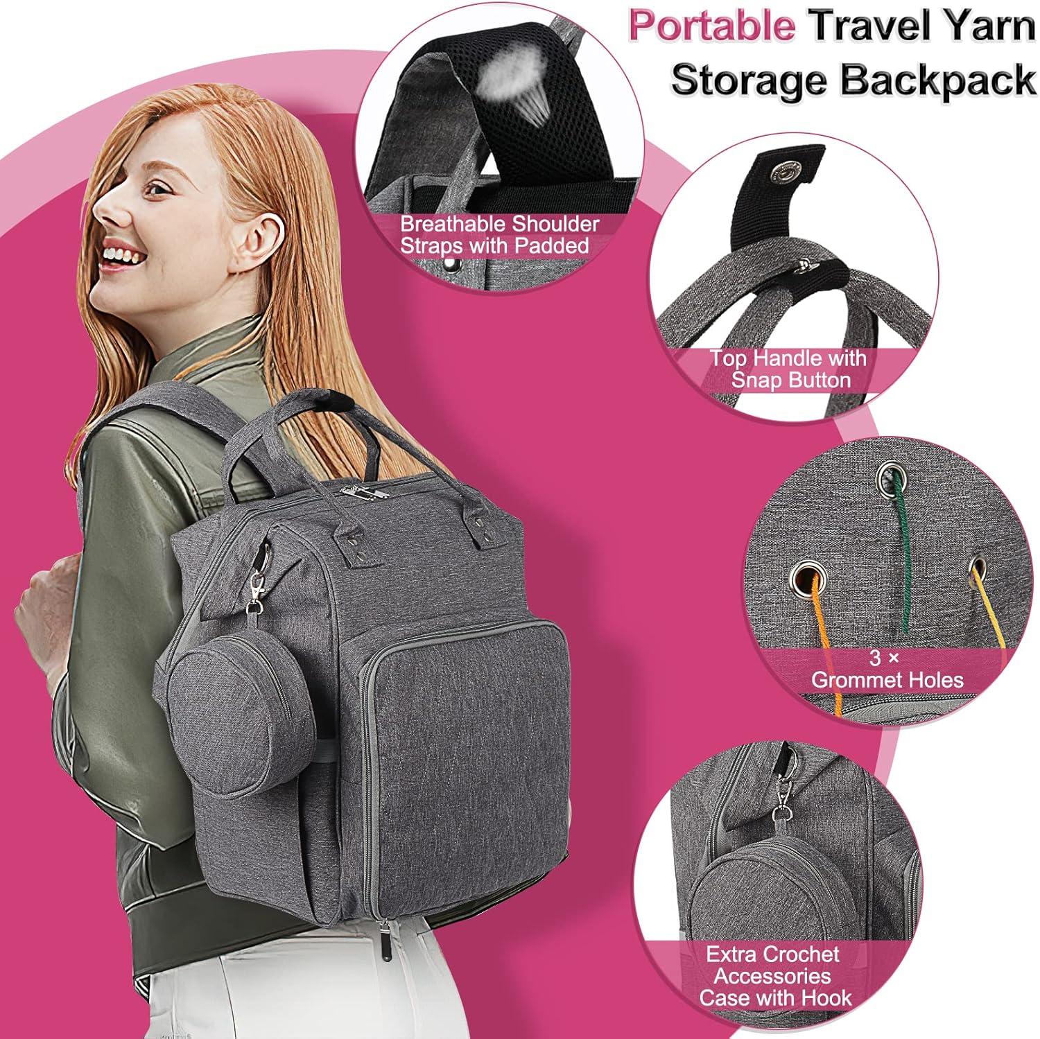 Coopay Zaino Organizer per Lavoro a Maglia e Uncinetto - immagine 2