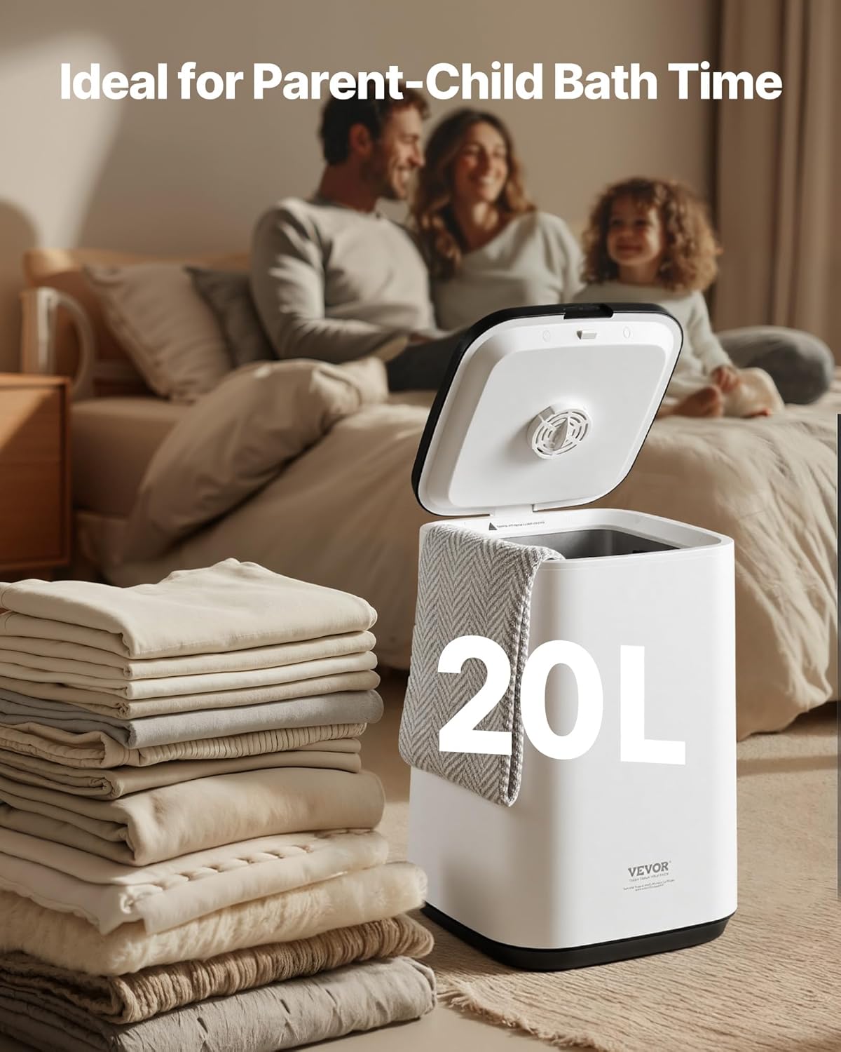 VEVOR 20L Scaldasalviette Secchio con Schermo LED, Bianco - immagine 5