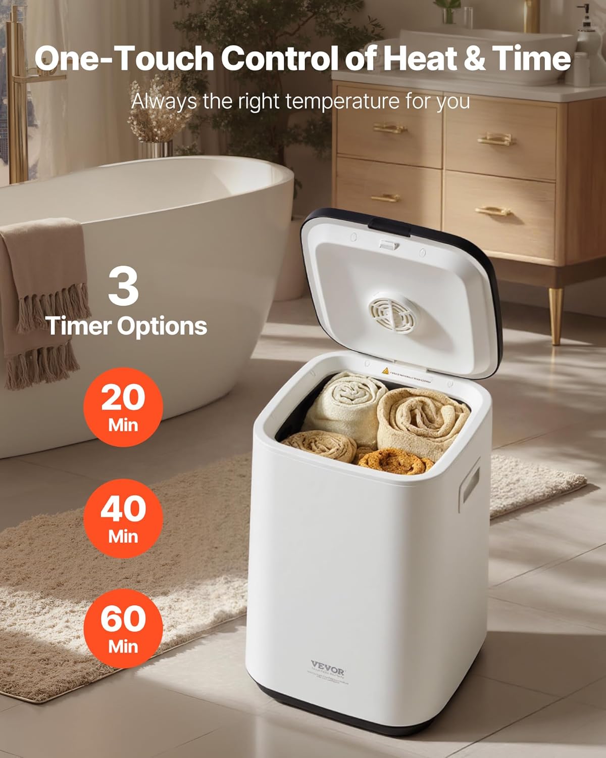 VEVOR 20L Scaldasalviette Secchio con Schermo LED, Bianco - immagine 6