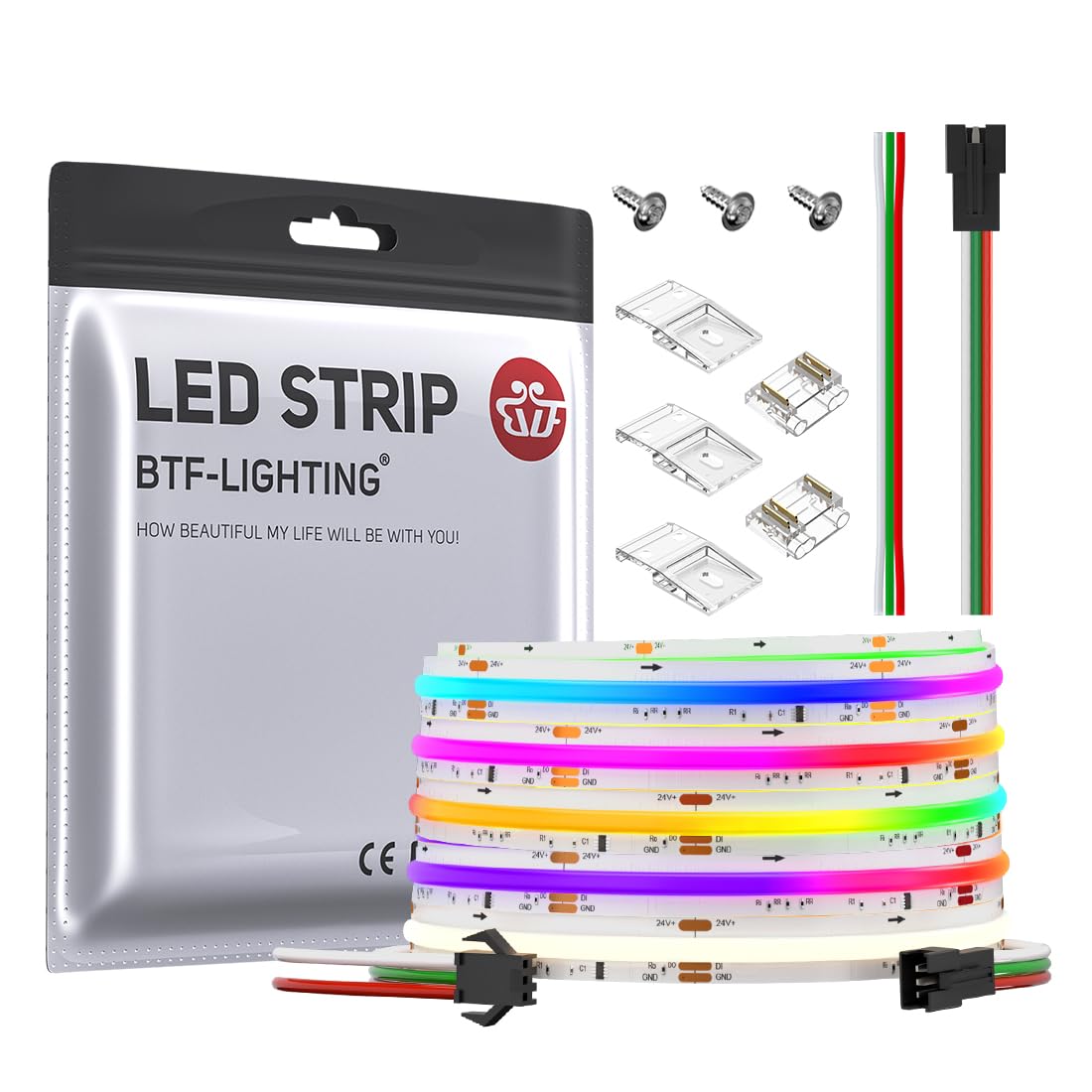 Btf-lighting FCOB SPI RGBNW Striscia LED 5M