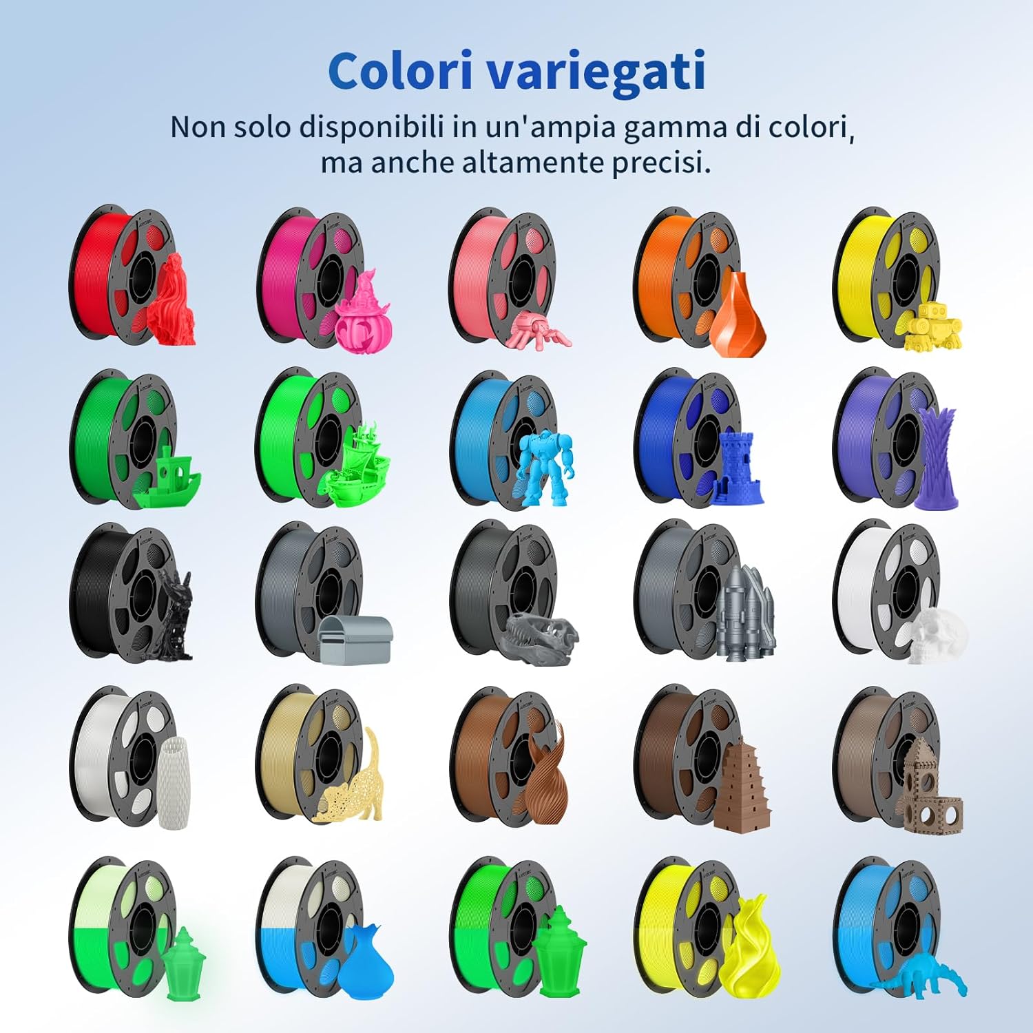 Anycubic Filamento PLA 1.75 mm per Stampante 3D, Giallo - immagine 2