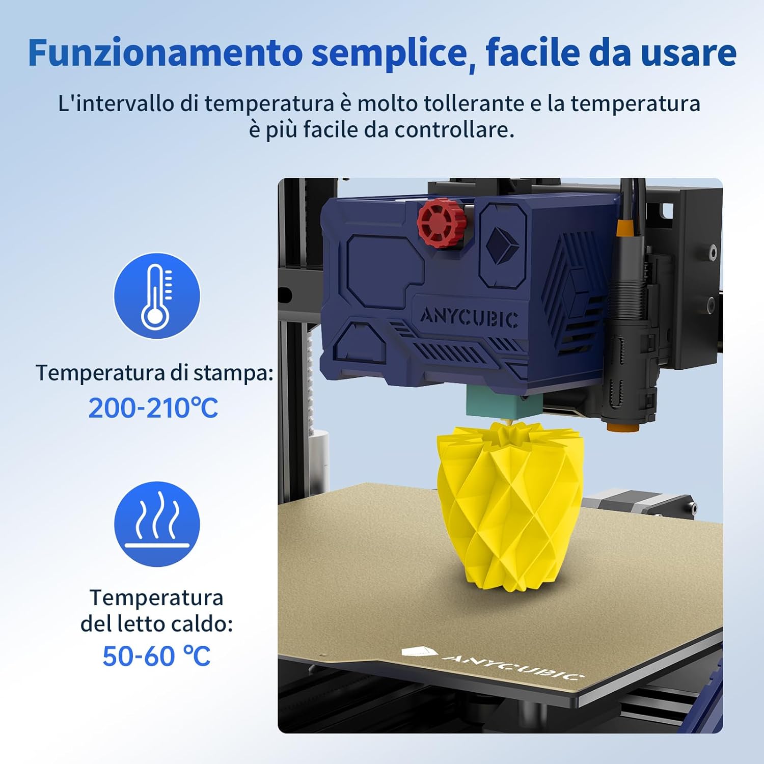 Anycubic Filamento PLA 1.75 mm per Stampante 3D, Giallo - immagine 4