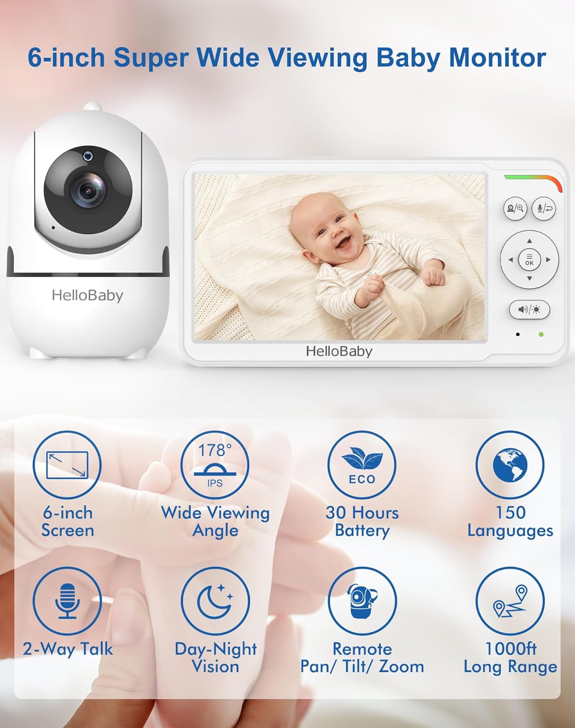 Hellobaby Baby Monitor 6" IPS Senza WiFi - immagine 3