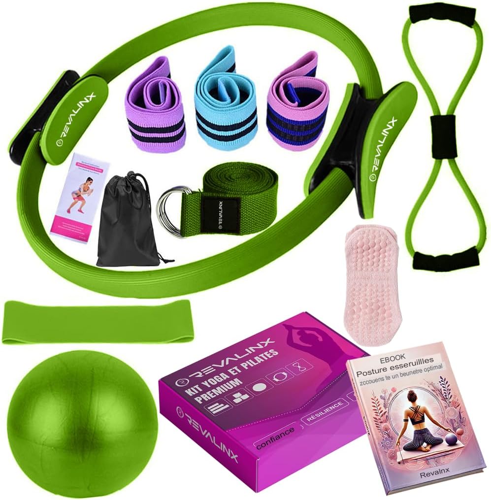 Set Yoga e Pilates 8 Pezzi, Verde e Rosa - immagine 1