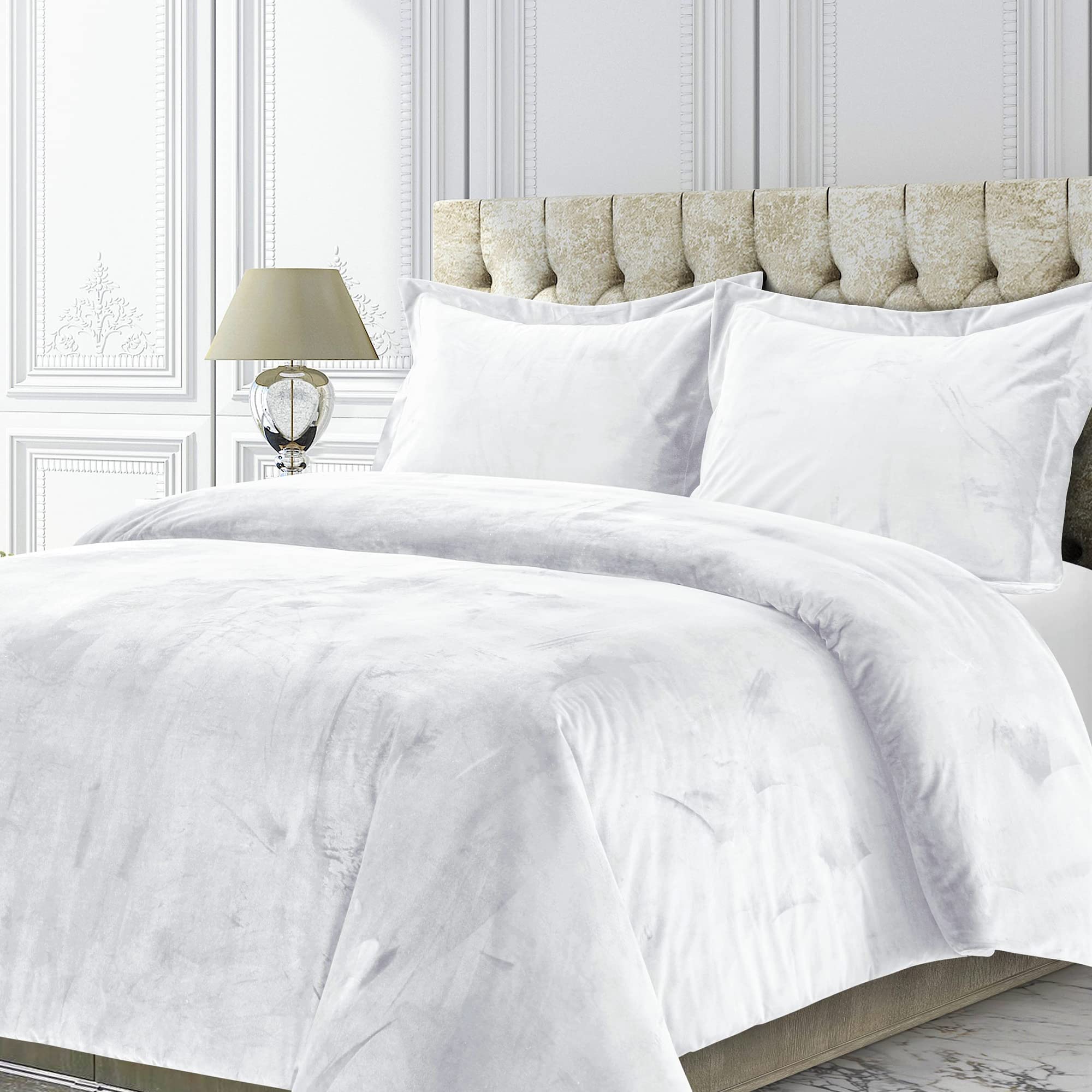 Tribeca Living Venice - Set Copripiumino Velluto Oversize, Bianco